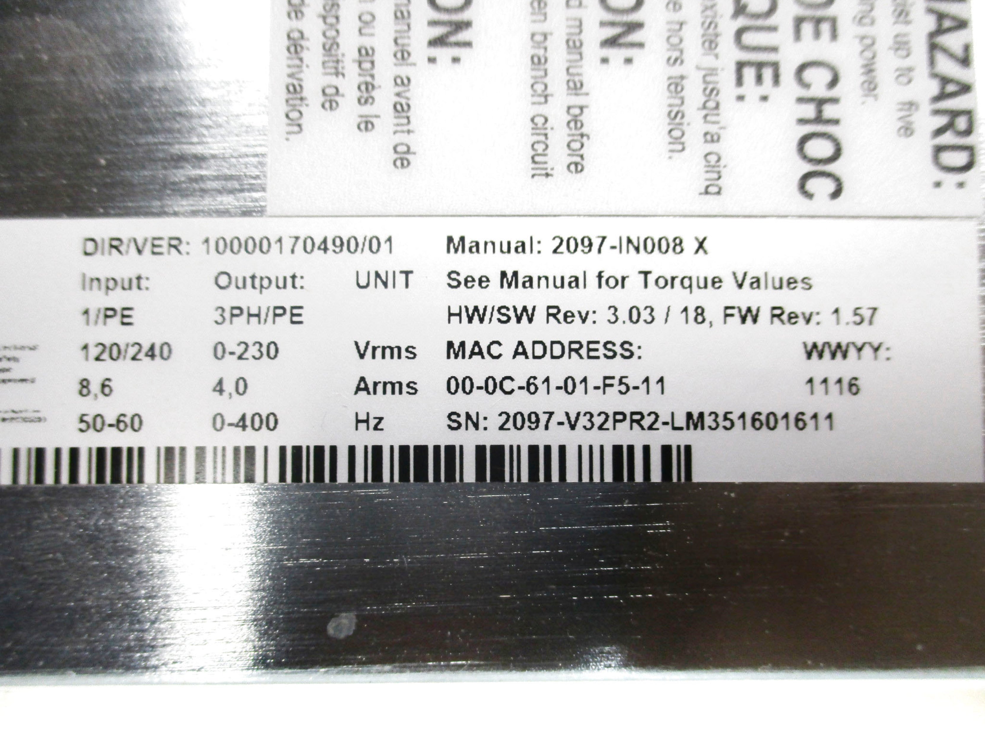 ALLEN BRADLEY 2097-V32PR2-LM SER. A  F/W 1.57 UNMP