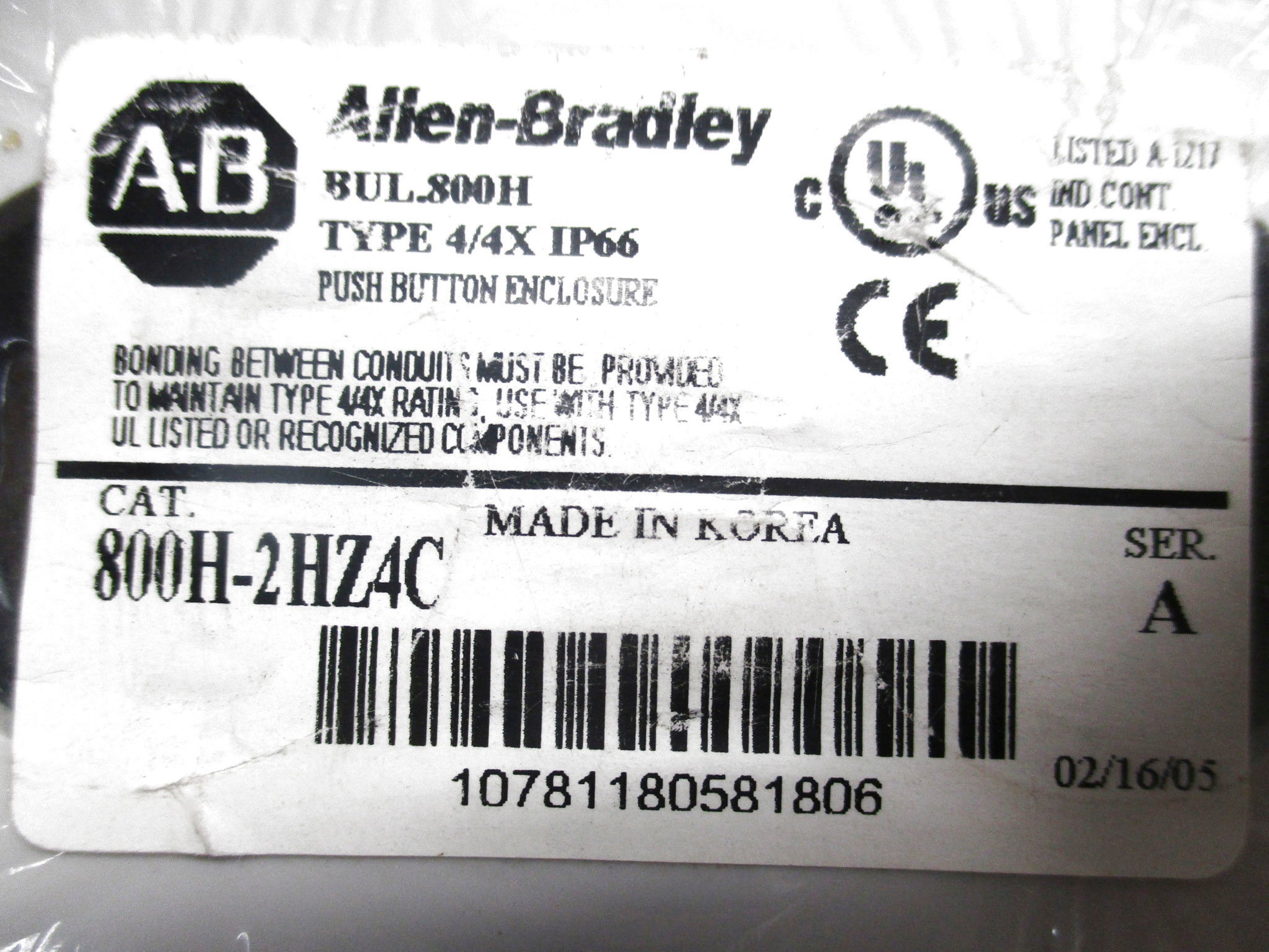 ALLEN BRADLEY 800H-2HZ4C SER. A NSMP