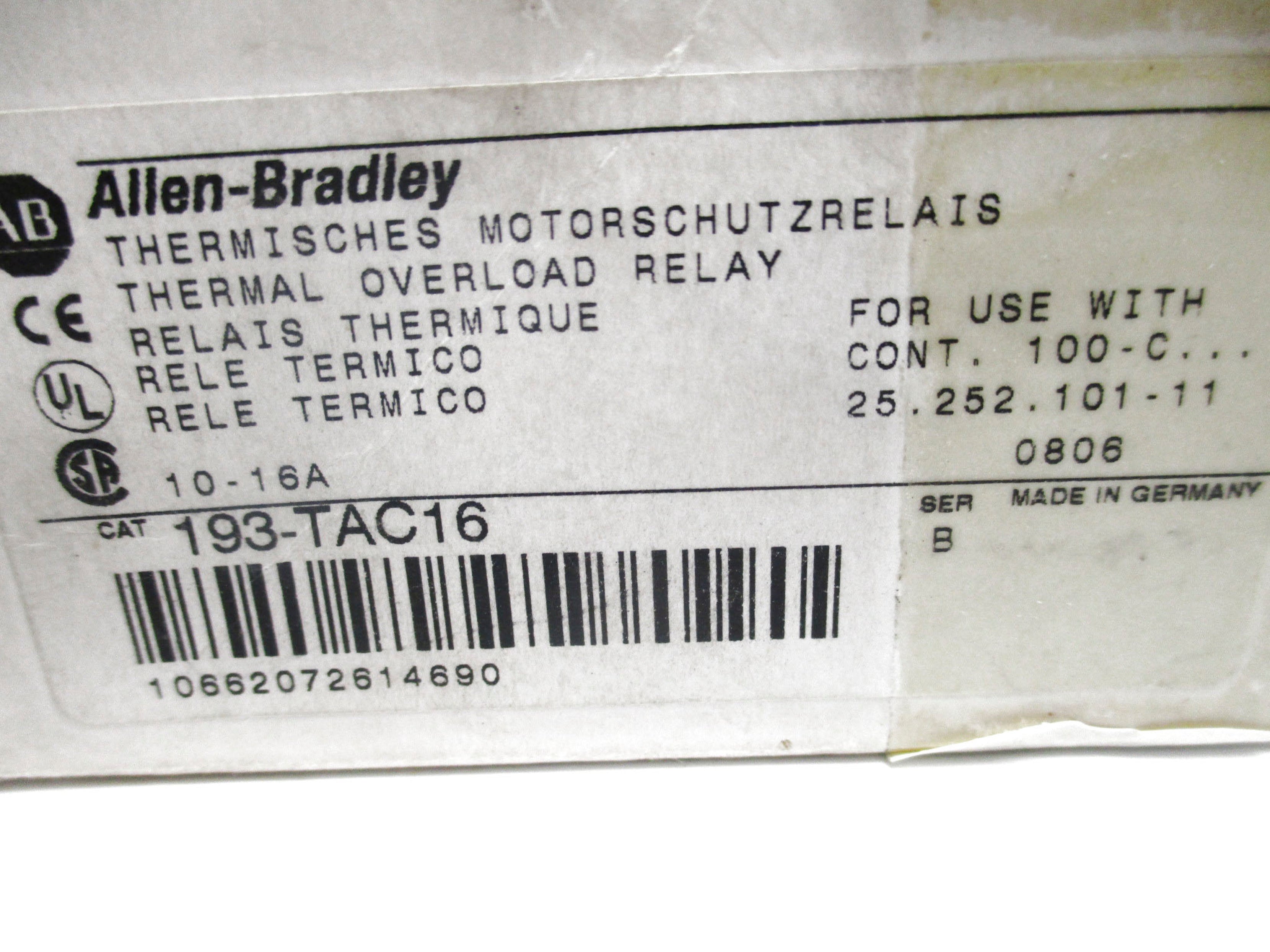 ALLEN BRADLEY 193-TAC16 SER. B 690V 10-16A (WH) NSMP