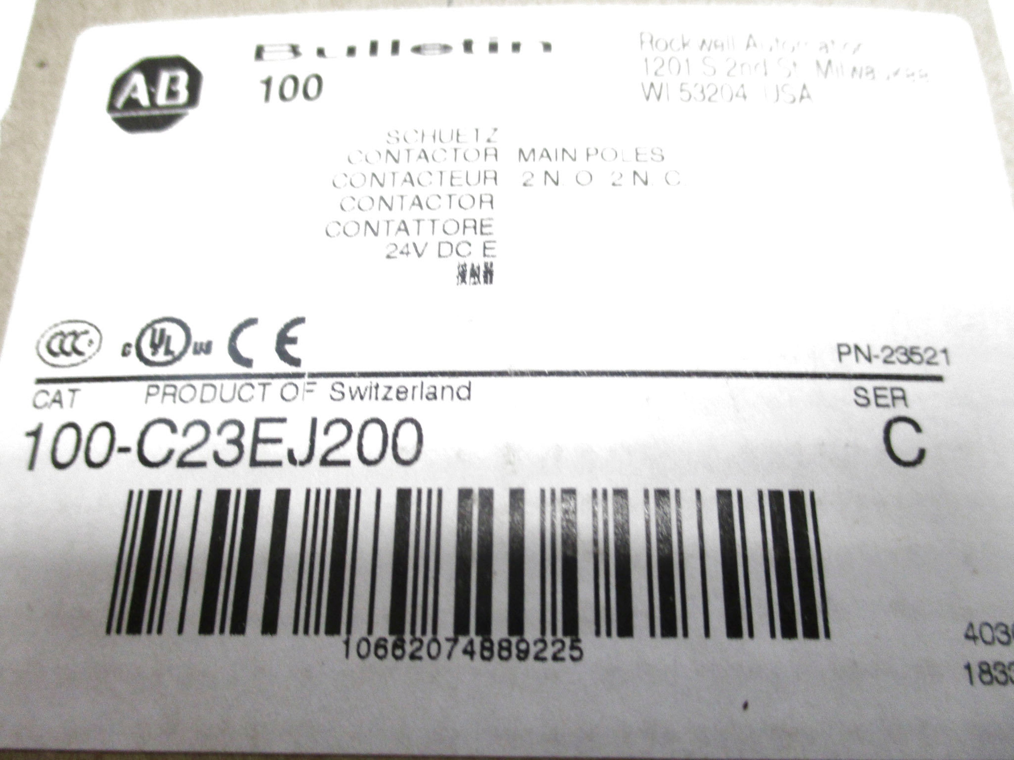ALLEN BRADLEY 100-C23EJ200 SER. C 24VDC (BR/WH) NSMP
