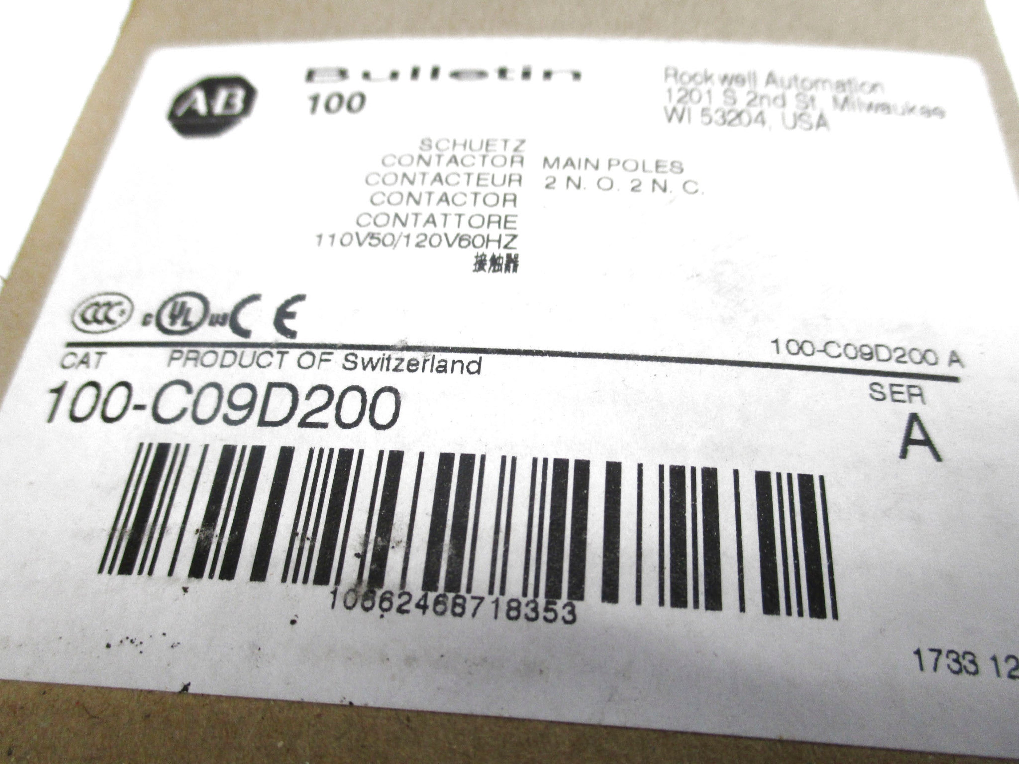 ALLEN BRADLEY 100-C09D200 SER. A 120V (BR/WH) NSMP