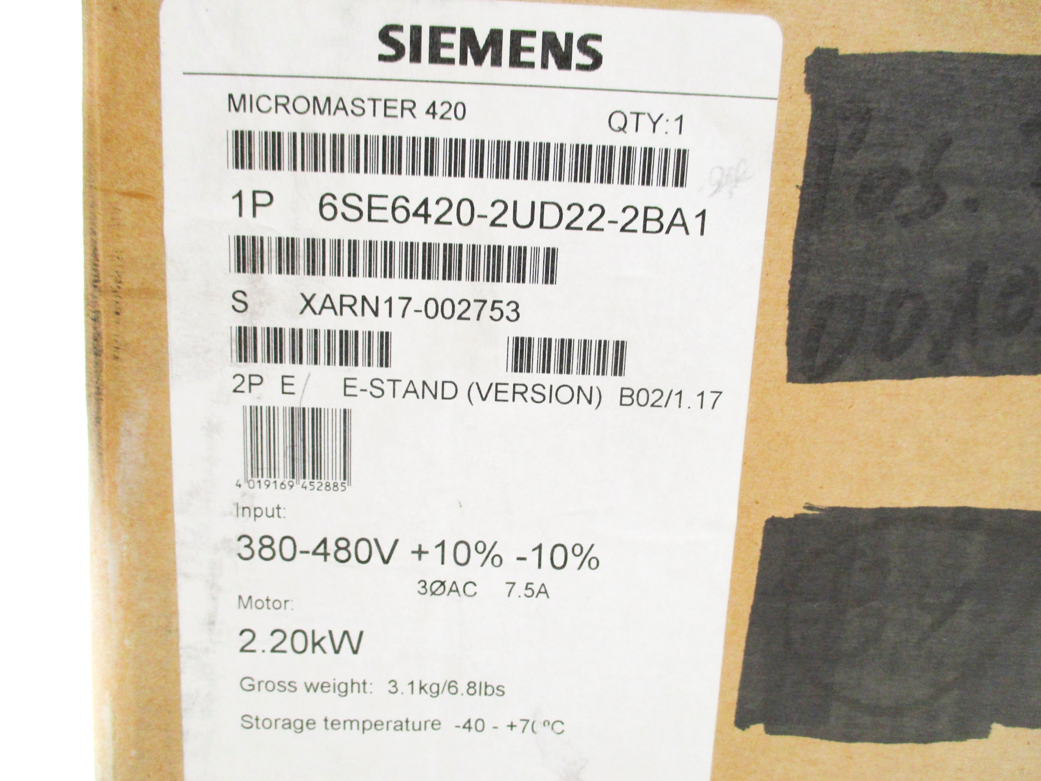 SIEMENS 6SE6420-2UD22-2BA1 NSMP
