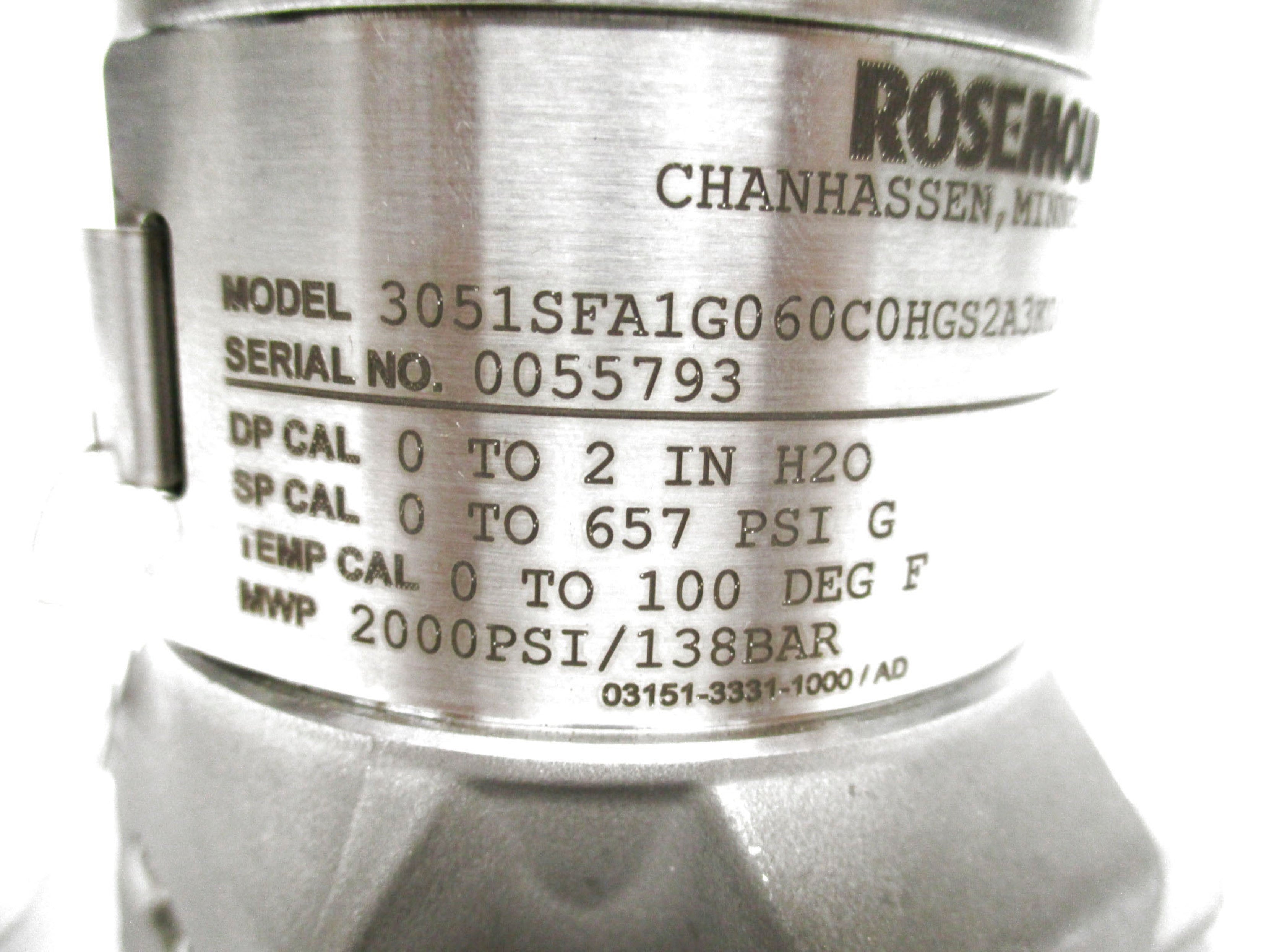 ROSEMOUNT 3051SFA1G060C0HGS2A3K0031KA1A5Q4K5M5VM 2000PSI NSNP