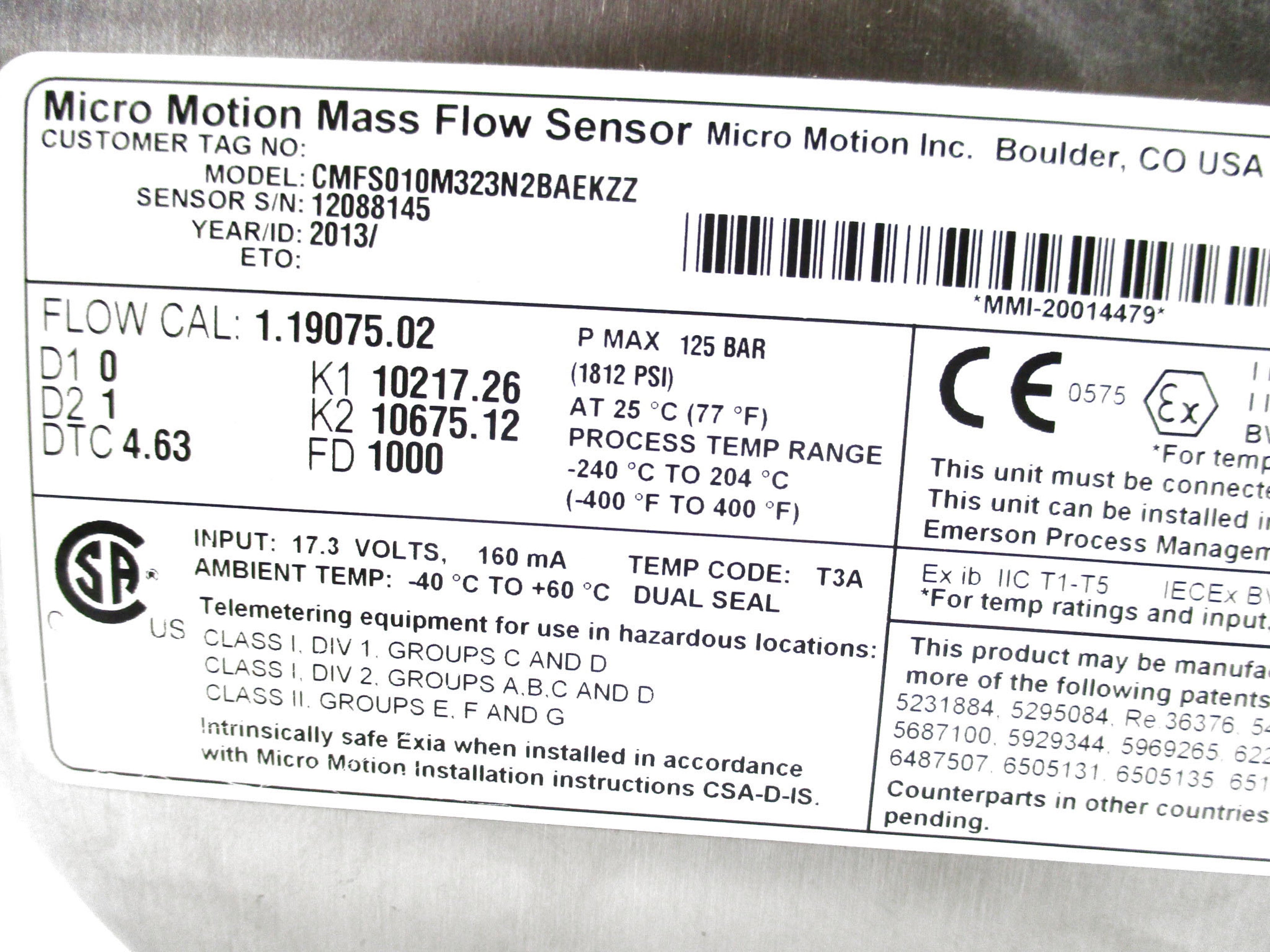 MICROMOTION CMFS010M323N2BAEKZZ NSNP