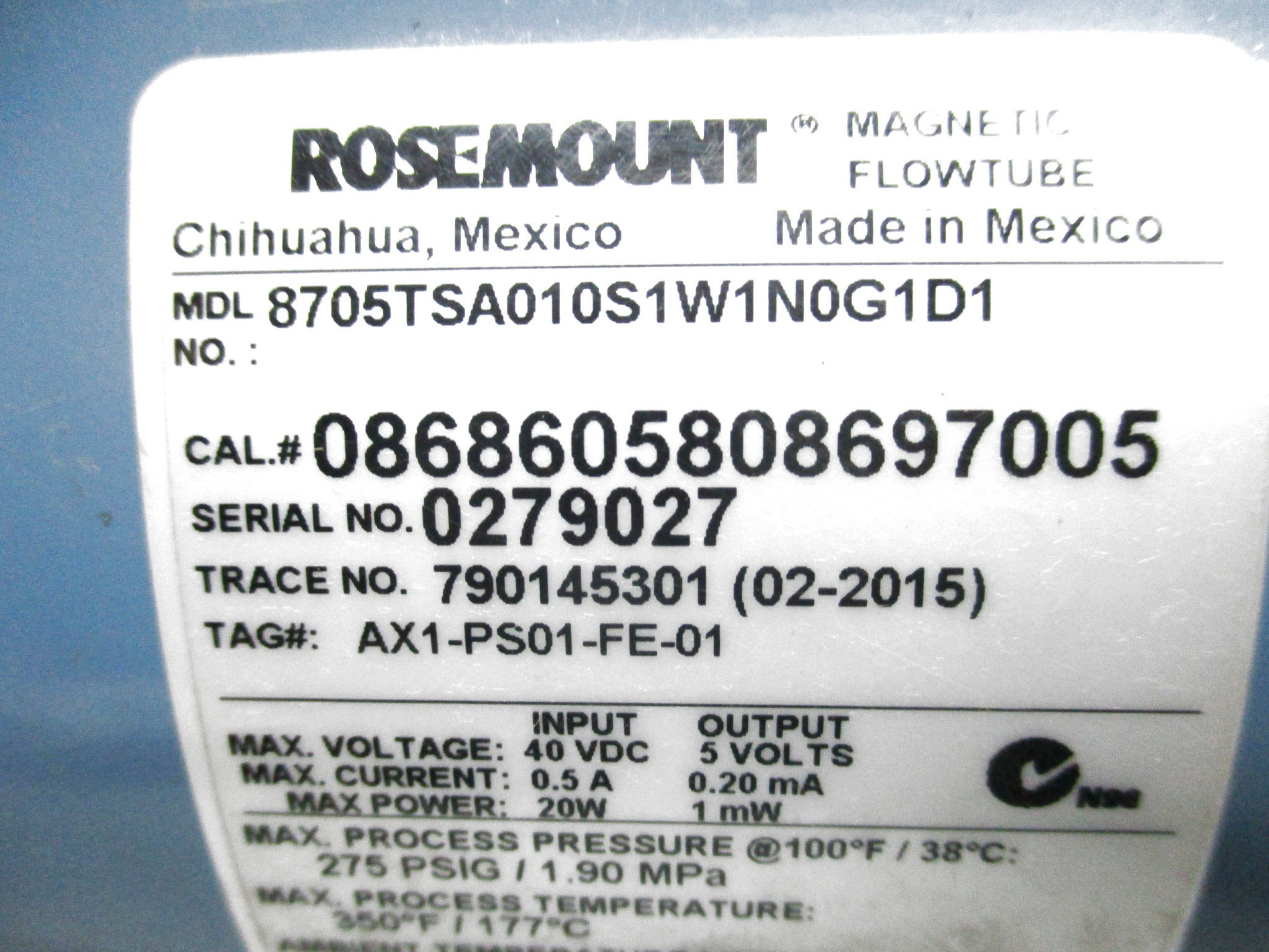 ROSEMOUNT 8705TSA010S1W1N0G1D1 UNMP
