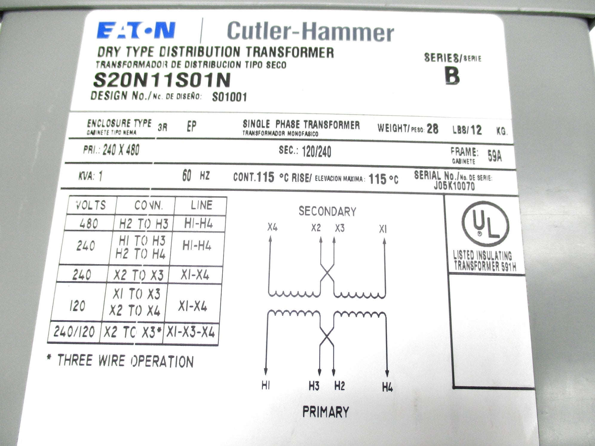 EATON S20N11S01N SER. B 240X480V NSMP