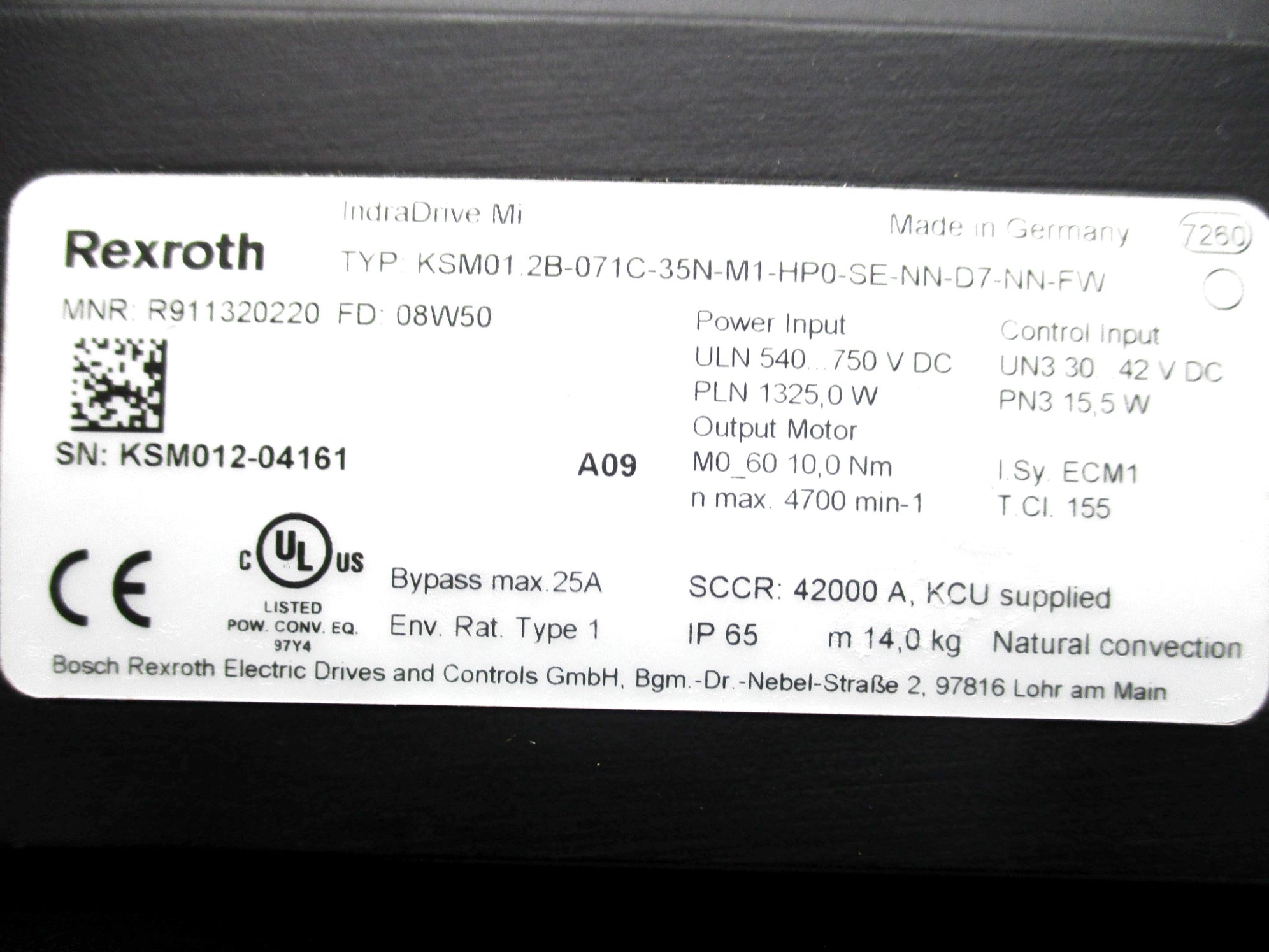 REXROTH KSM01.2B-071C-35N-M1-HP0-SE-NN-D7-NN-FW UNMP