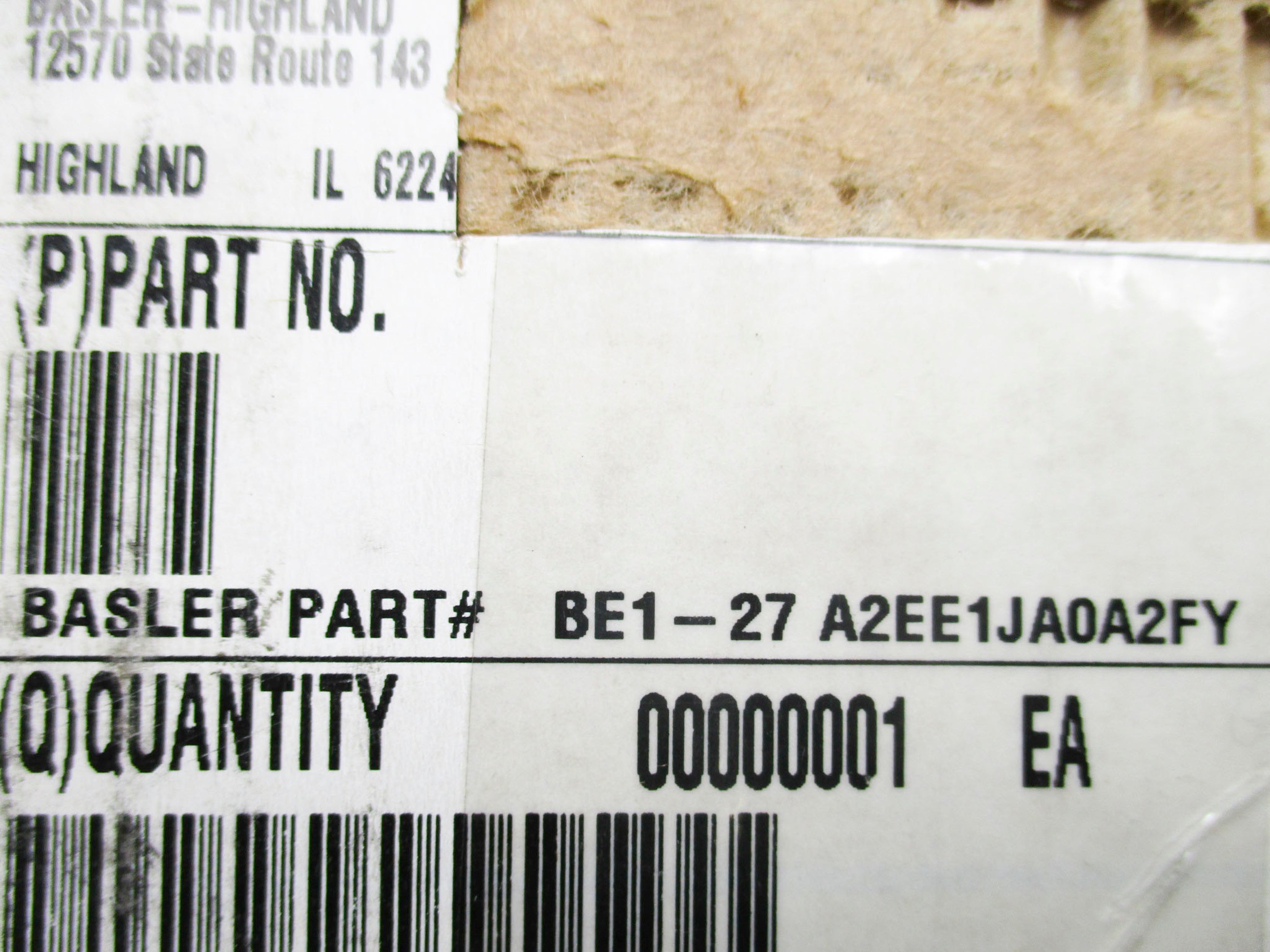 BASLER ELECTRIC BE1-27A2EE1JA0A2F (AS PICTURED) NSMP