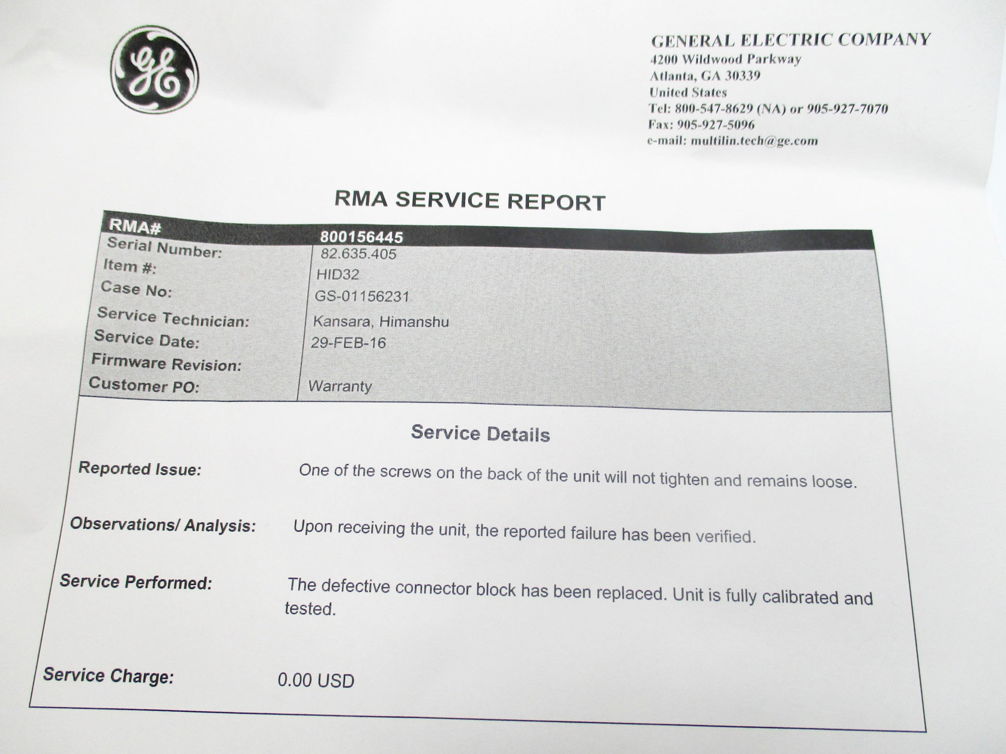 GENERAL ELECTRIC HID32 125VDC NSMP