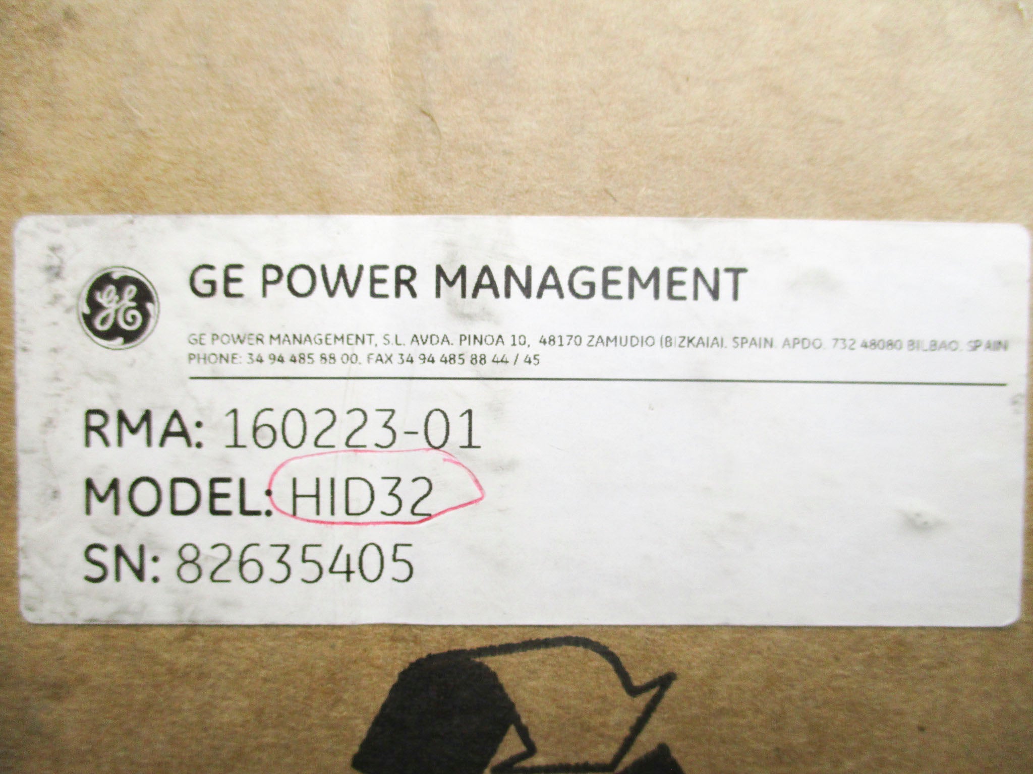 GENERAL ELECTRIC HID32 125VDC NSMP