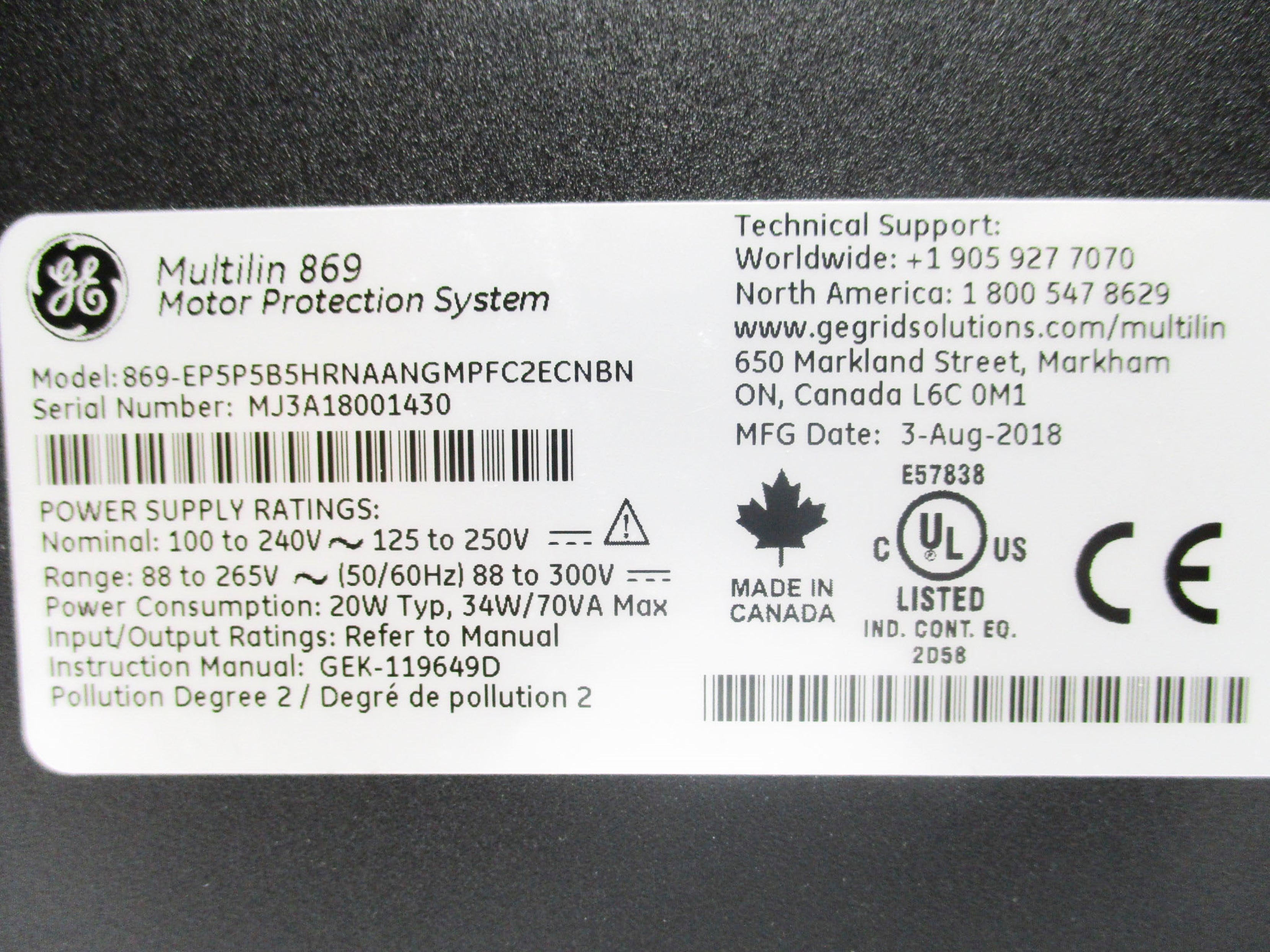 GENERAL ELECTRIC 869-EP5P5B5HRNAANGMPFC2ECNBN NSMP