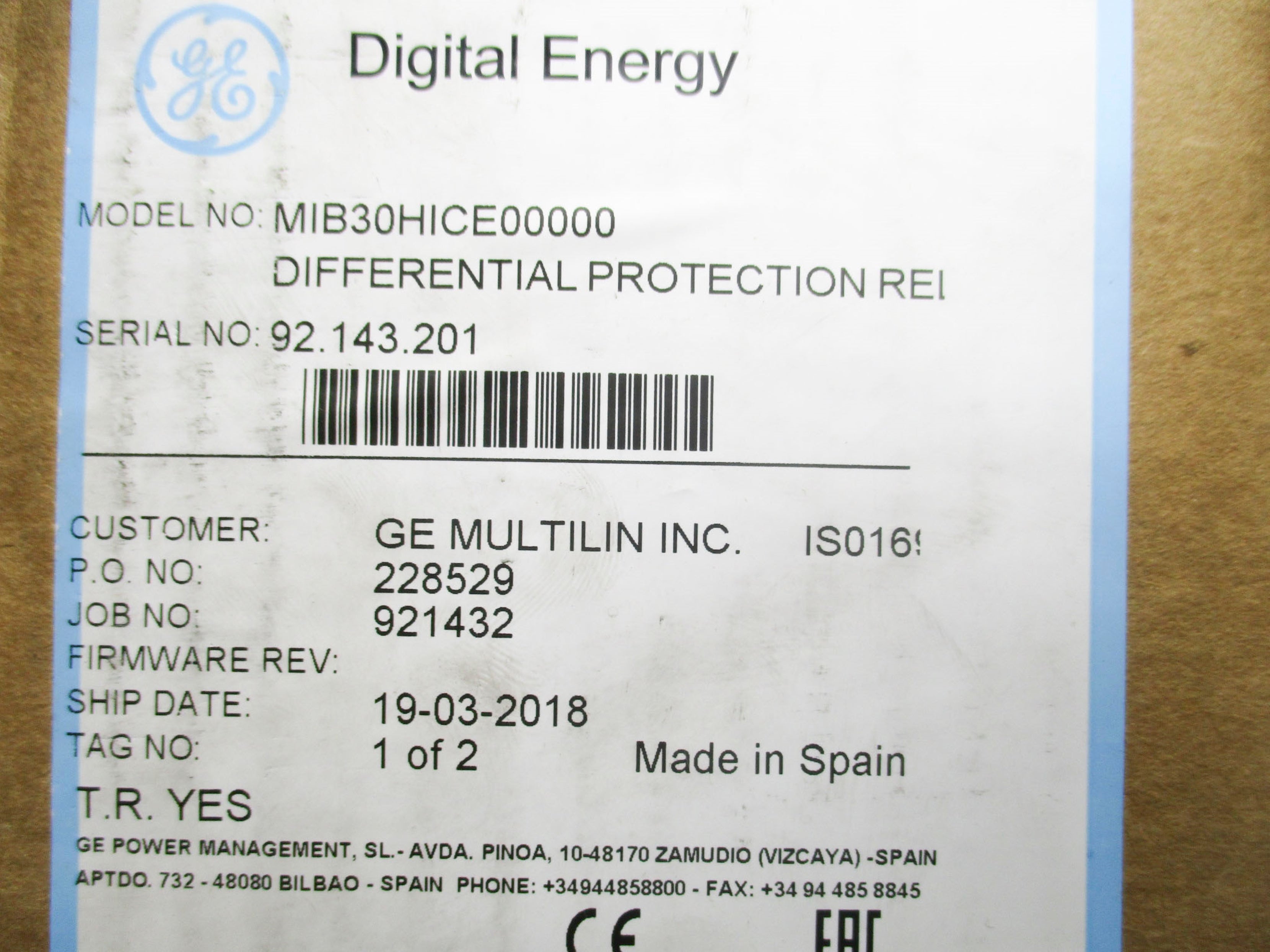GENERAL ELECTRIC MIB30HICE00000 NSFS