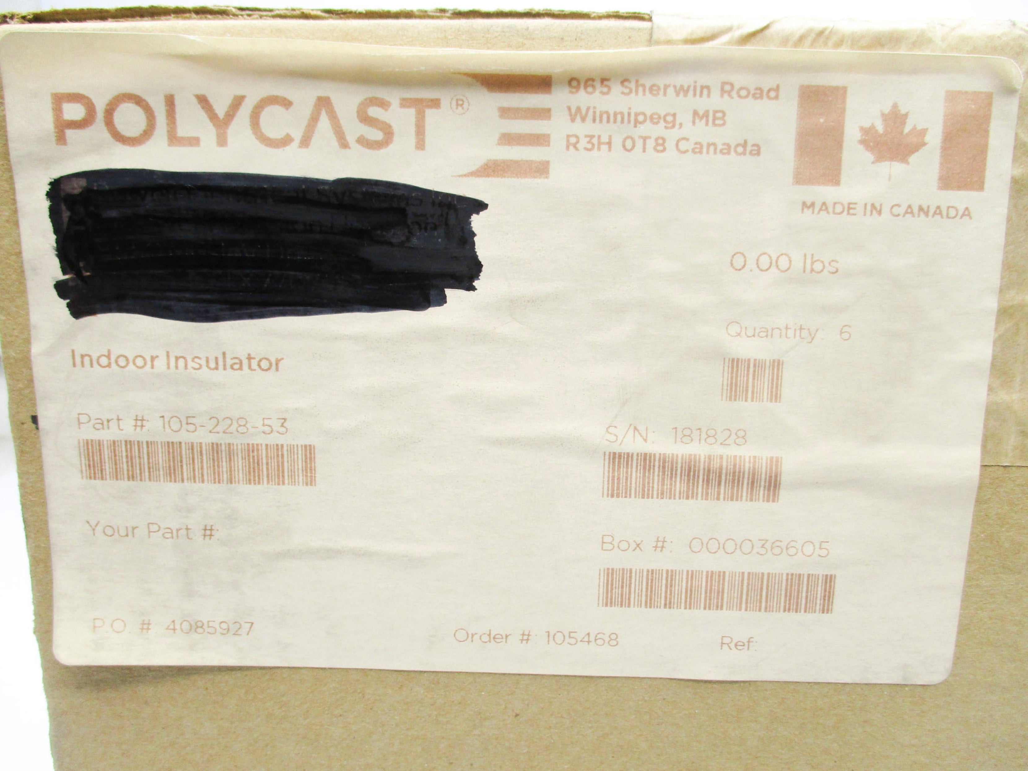 POLYCAST 105-228-53 (PKG OF 6) NSFS