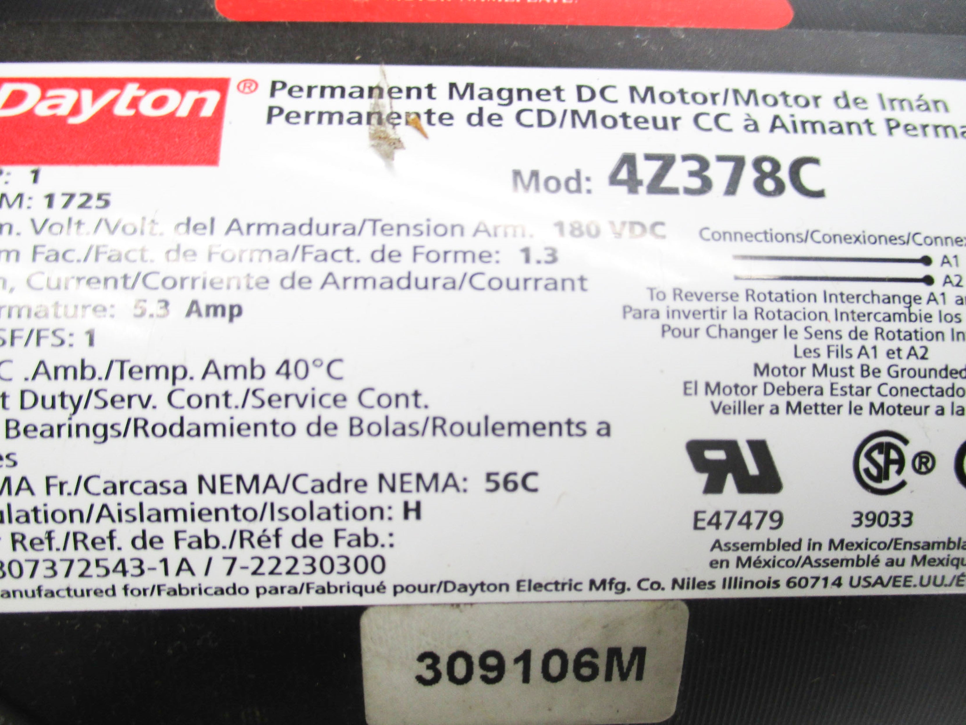 DAYTON 4Z378C UNMP