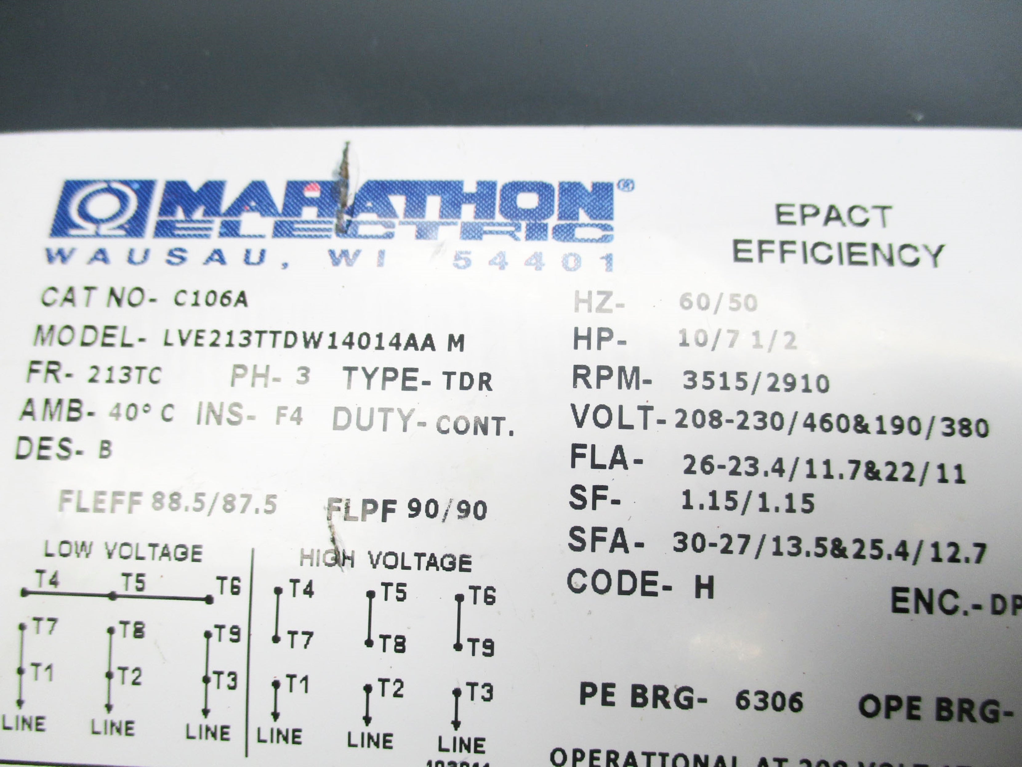 MARATHON ELECTRIC C106A NSNP