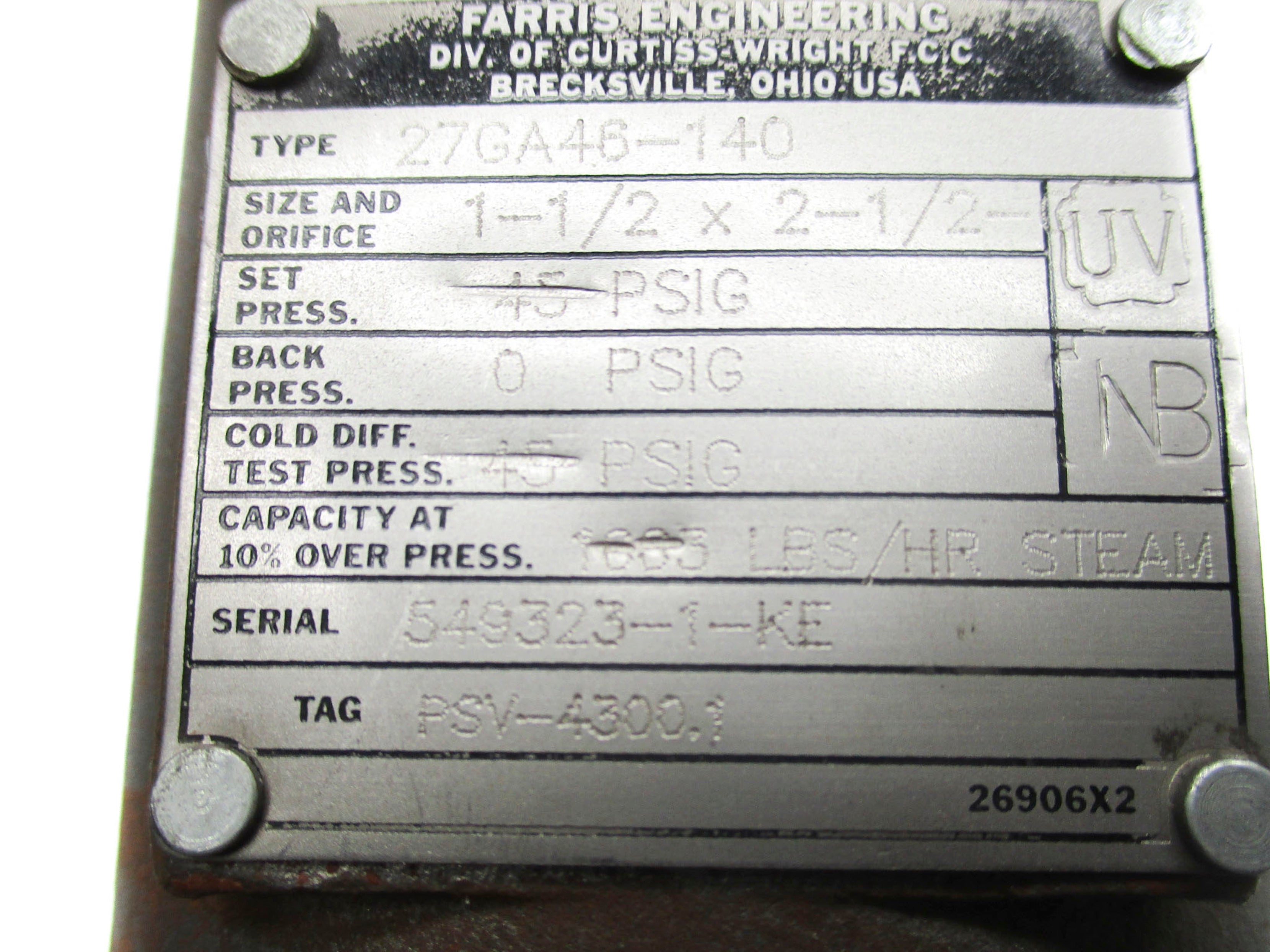FARRIS ENGINEERING 27GA46-140 45PSIG REMAN