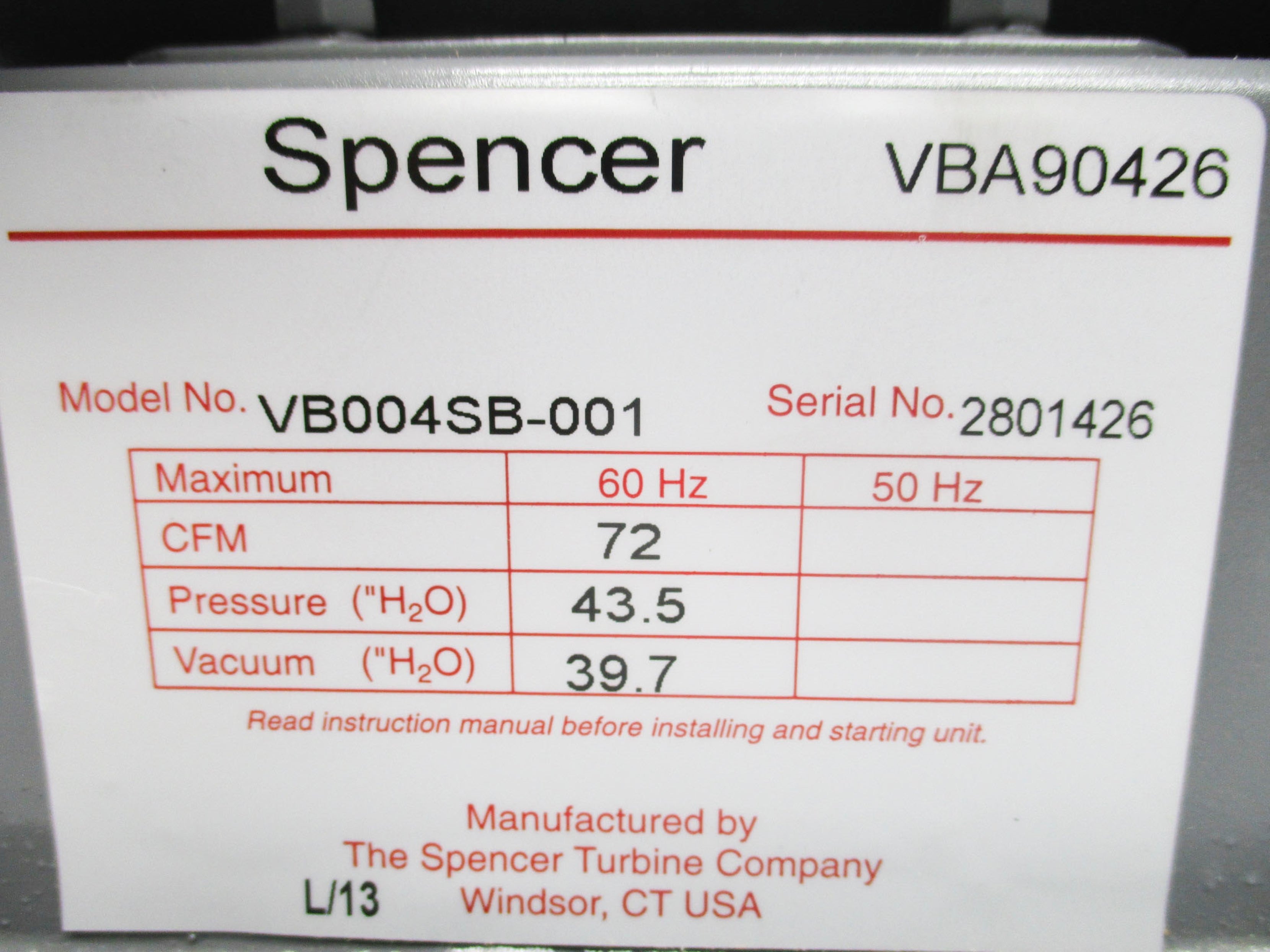 SPENCER VB004SB-001 NSNP