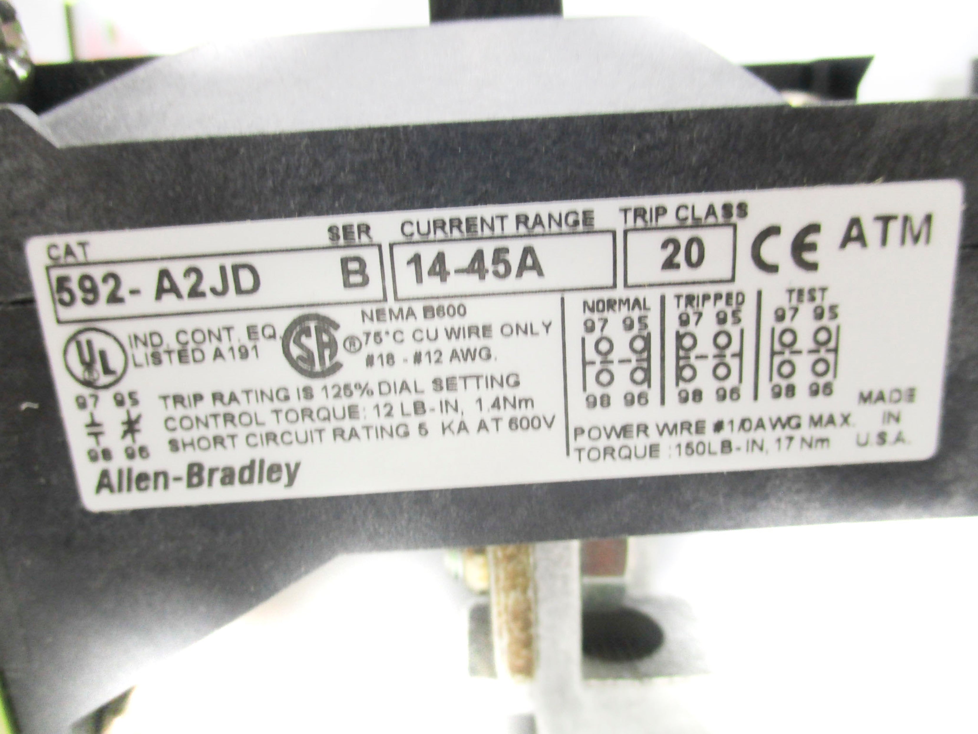 ALLEN BRADLEY 592-A2JD 14-45A SER. B NSMP