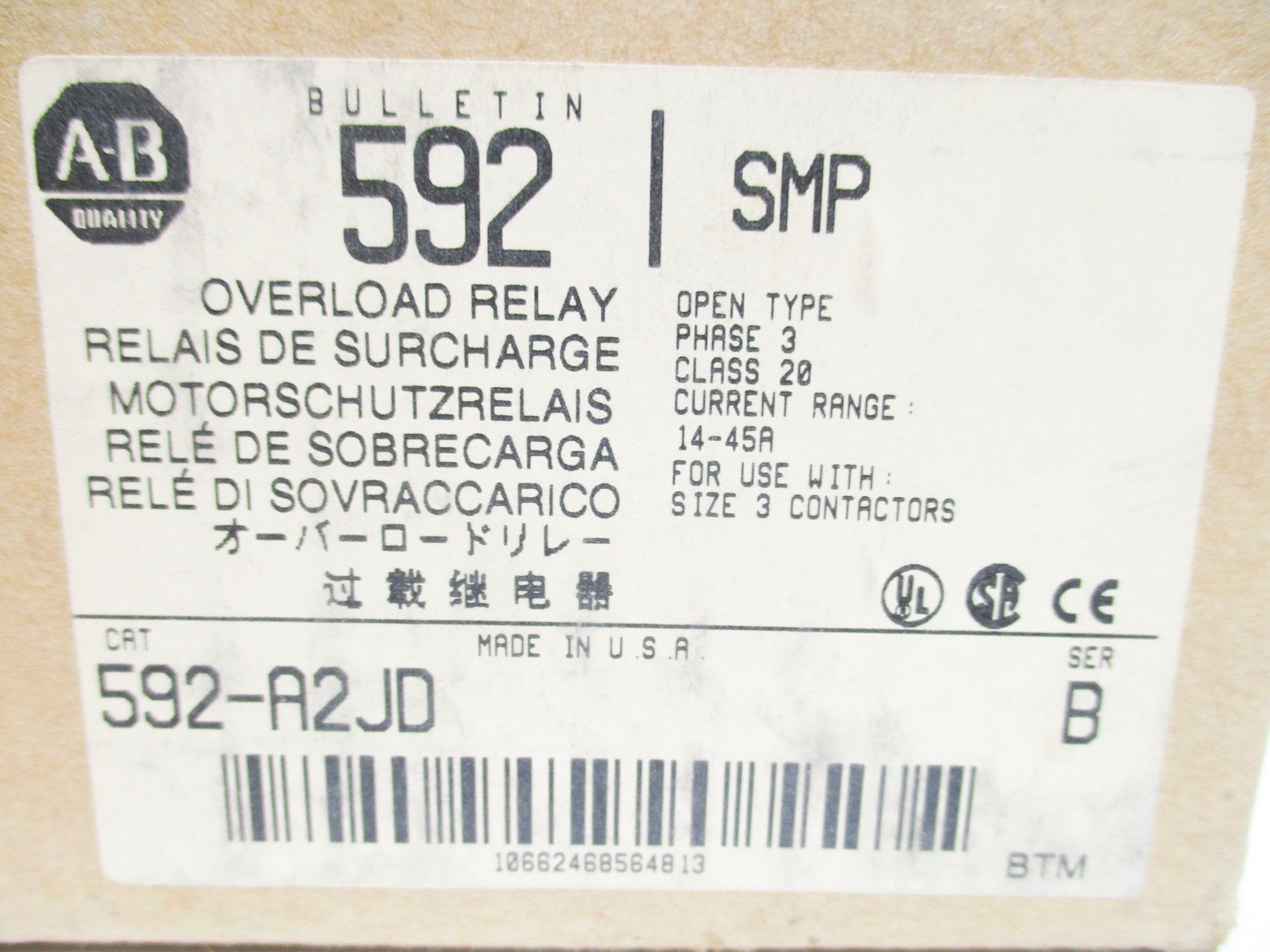 ALLEN BRADLEY 592-A2JD 14-45A SER. B NSMP