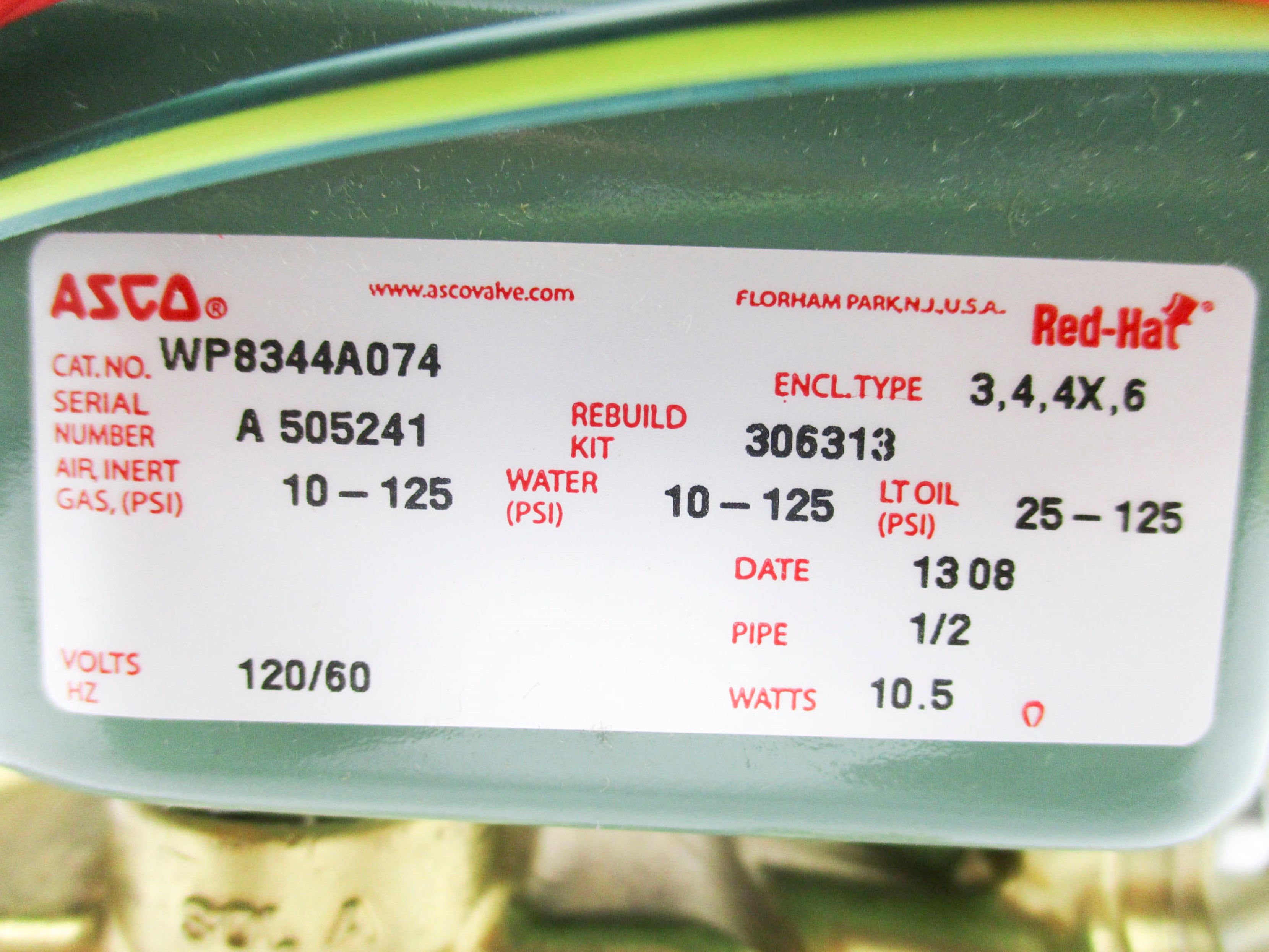ASCO WP8344A074 (AS PICTURED) 120V 10-125PSI NSMP