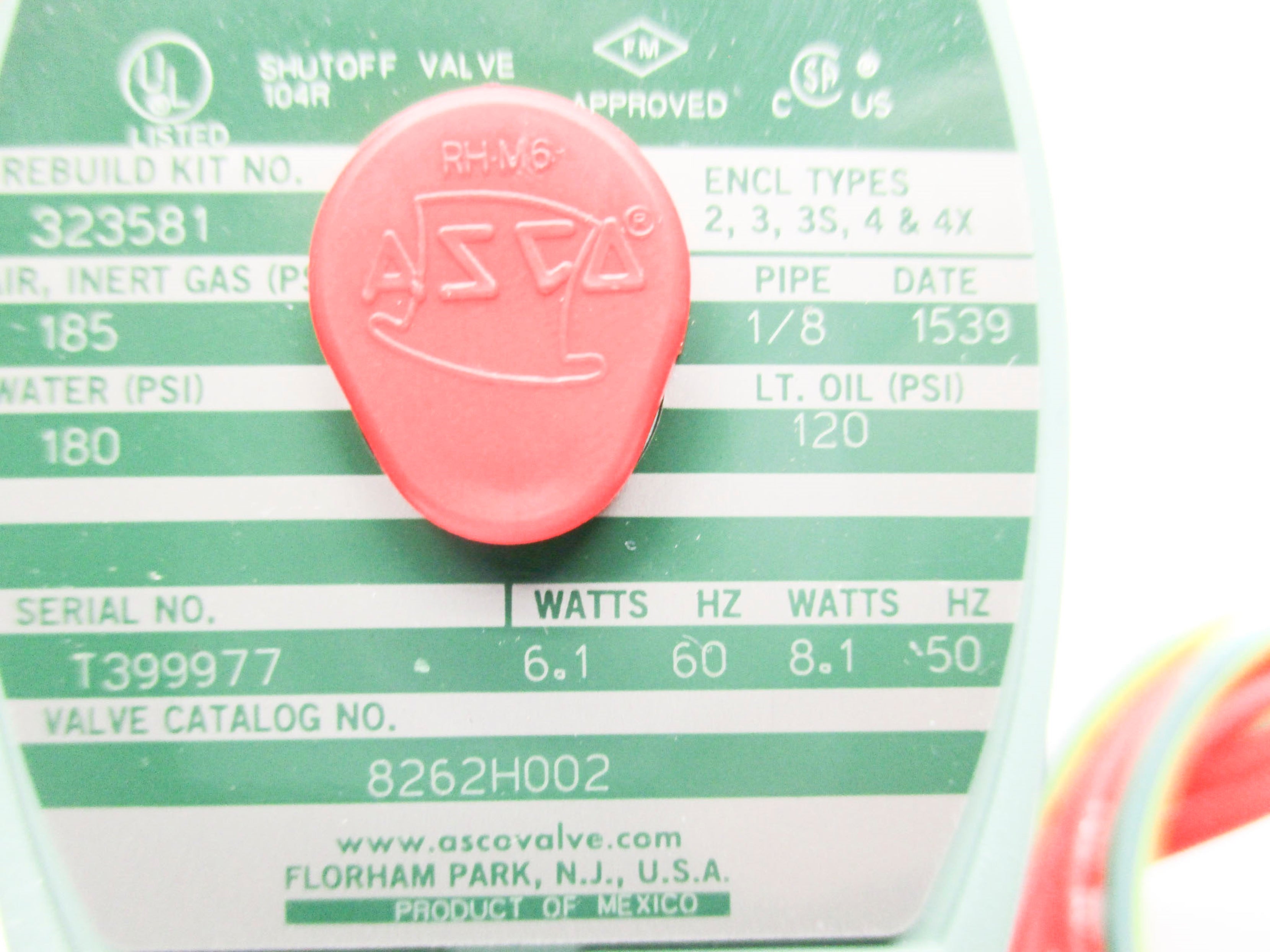 ASCO 8262H002 180PSI 110/120V NSMP