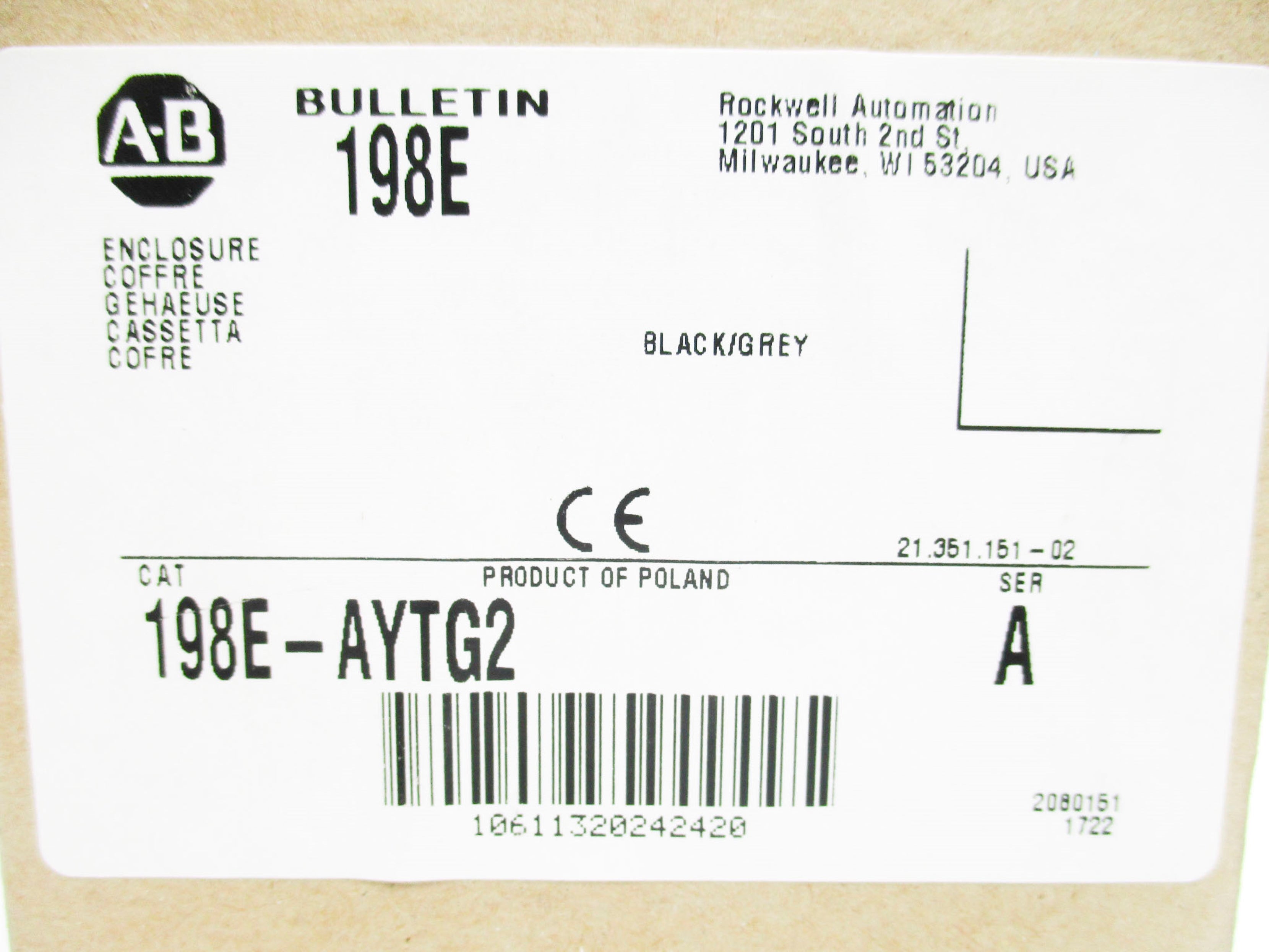 ALLEN BRADLEY 198E-AYTG2 SER. A (AS PICTURED) NSMP