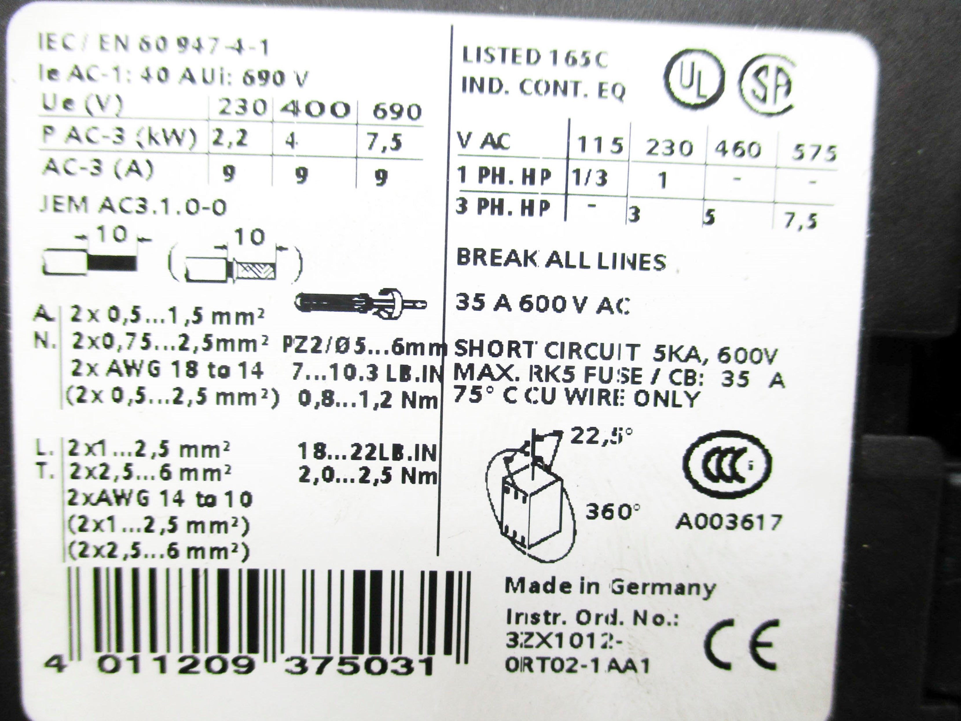 SIEMENS 3RA1125-1EA23-1AK6 NSMP