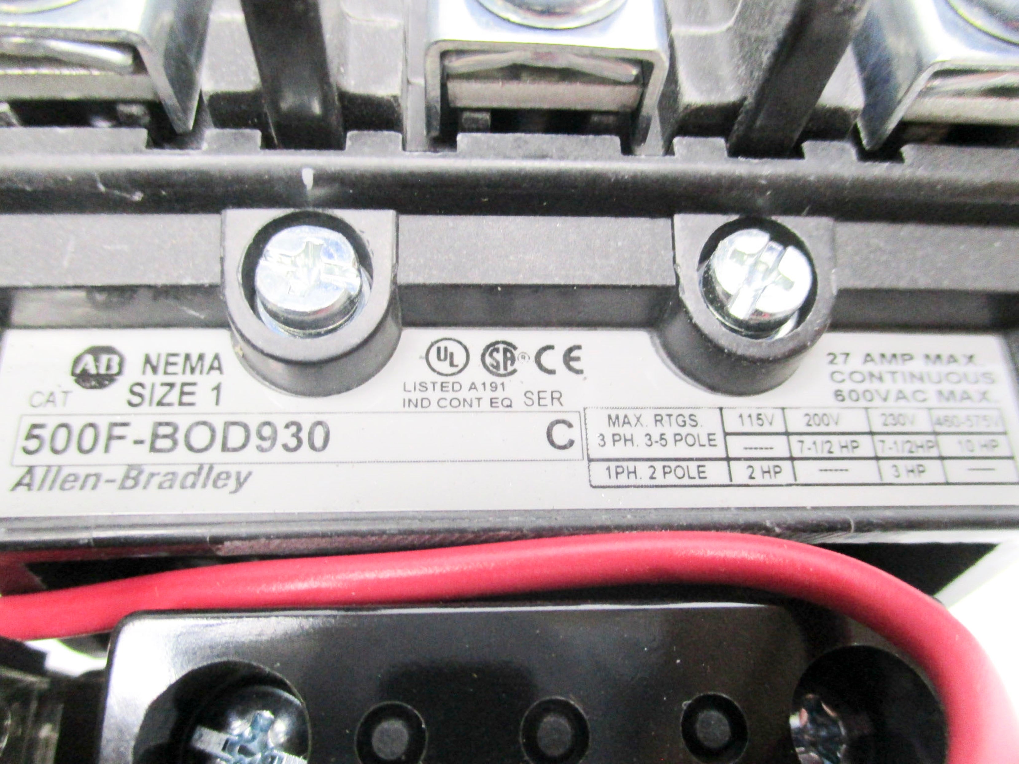ALLEN BRADLEY 509-BOD SER. A 115-120V (BR/WH) NSMP
