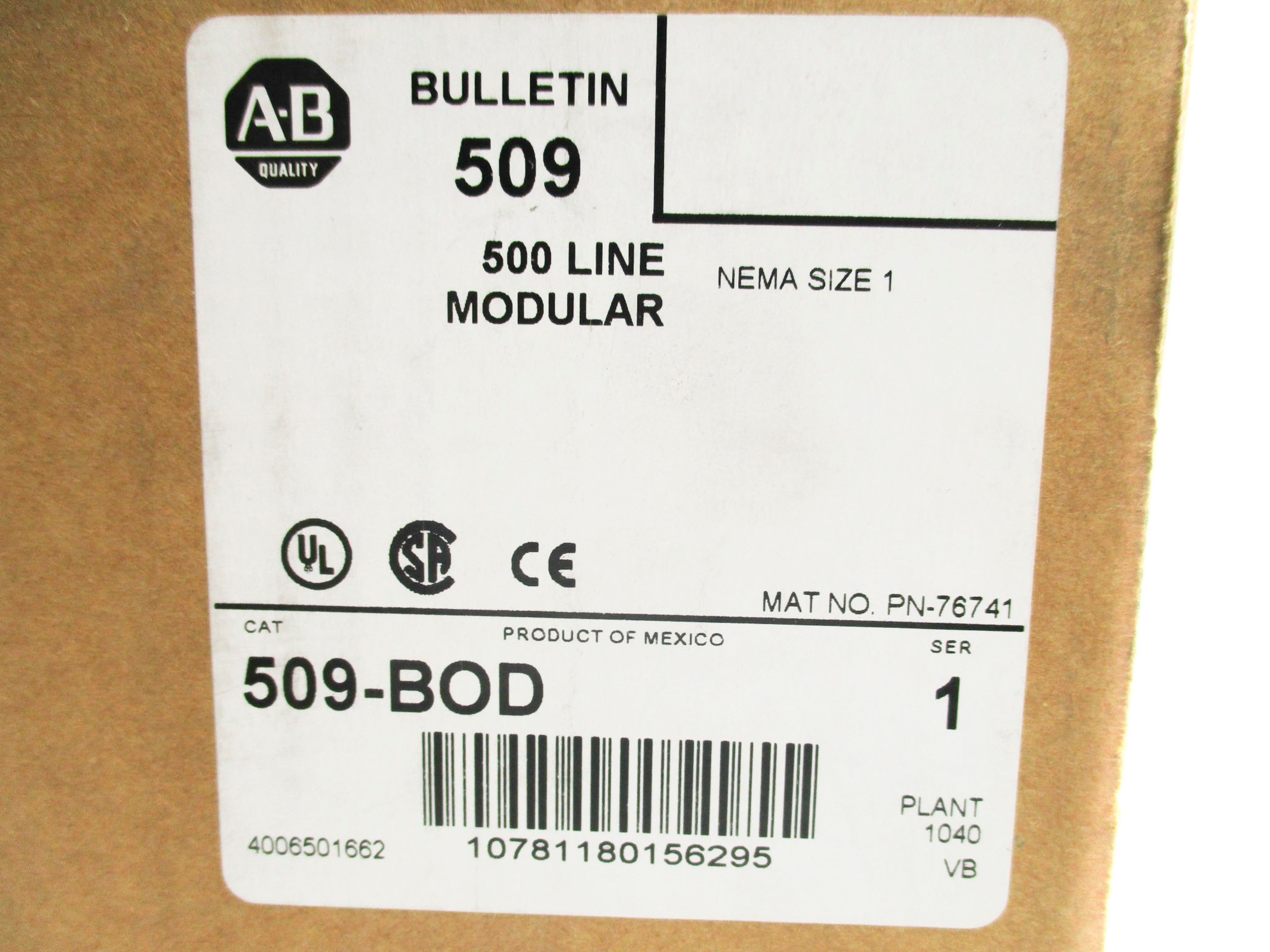 ALLEN BRADLEY 509-BOD SER. A 115-120V (BR/WH) NSMP