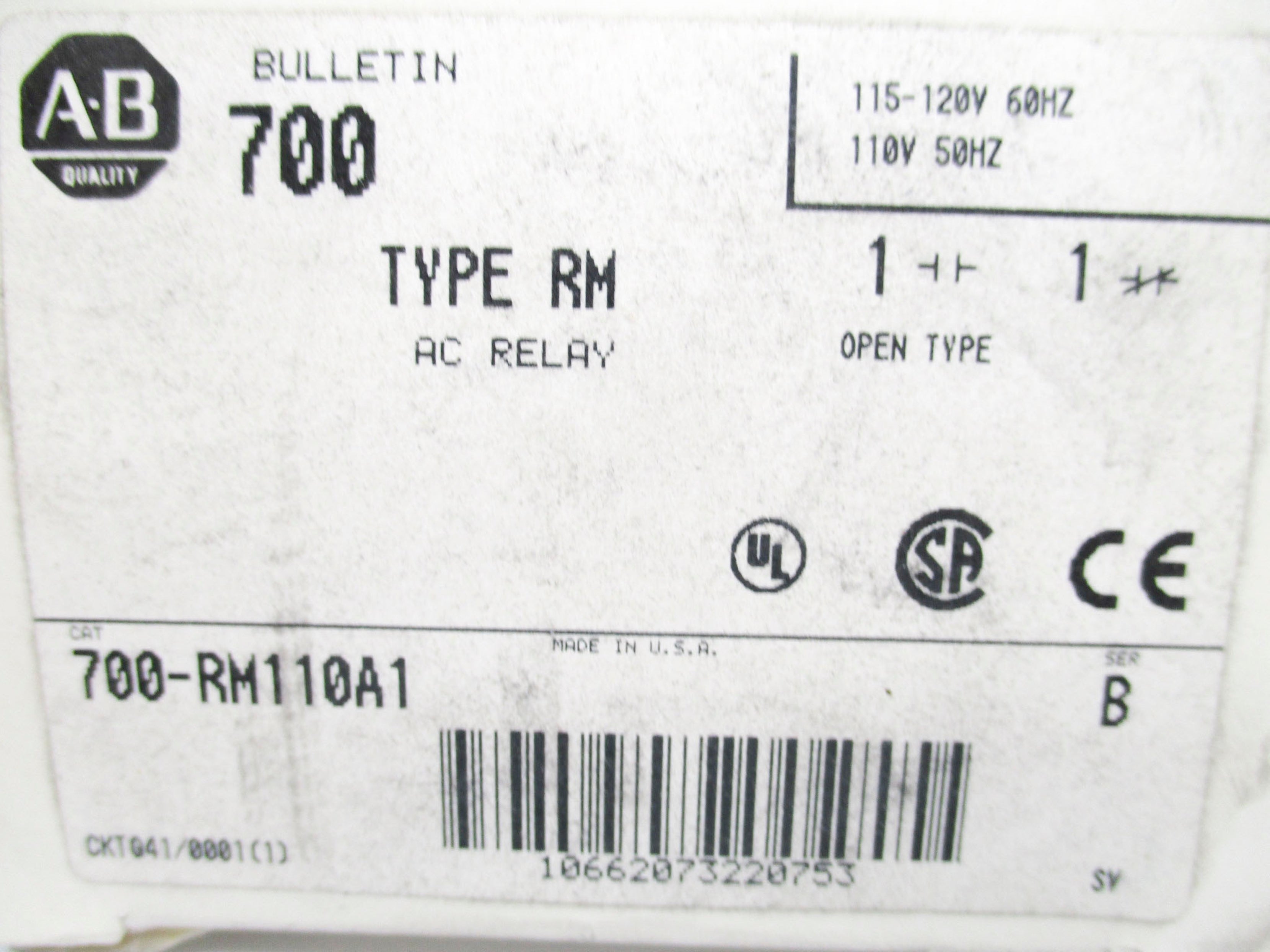 INDUSTRIAL SPARE PART 700-RM110A1 SER. B 115-120V (WH) NSMP