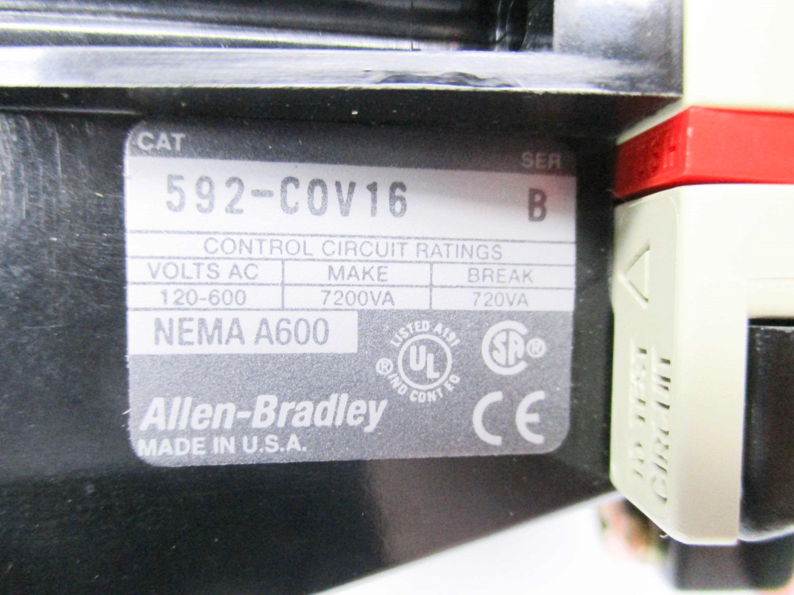 ALLEN BRADLEY 592-COV16 SER. B 120-600VAC (BR/WH) NSMP