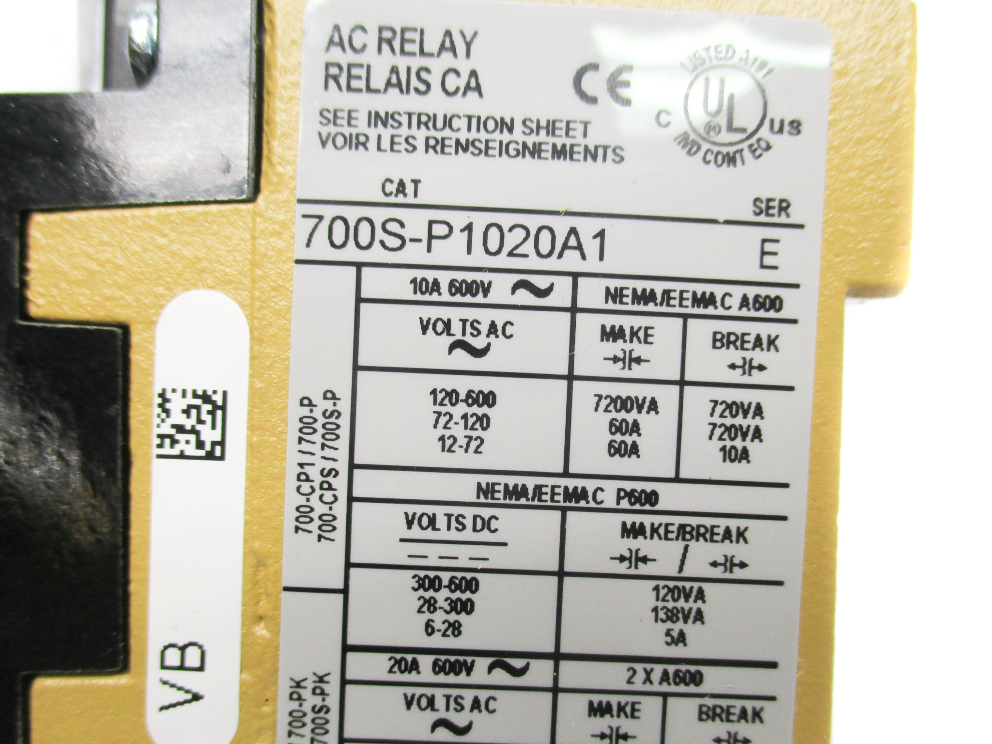 INDUSTRIAL SPARE PART 700S-P1020A1 SER. E 110/115-120V (WH) NSMP
