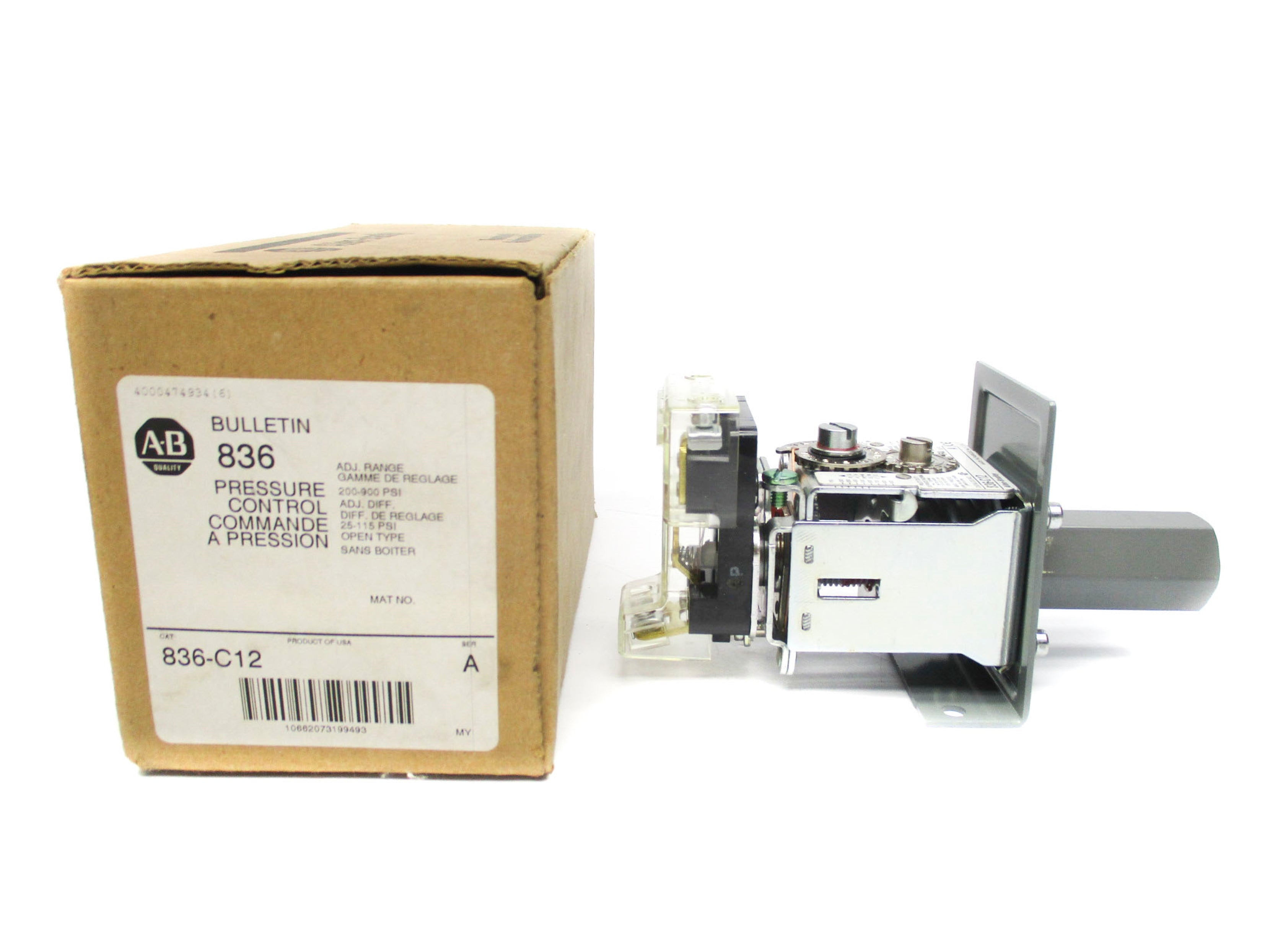 ALLEN BRADLEY 836-C12 SER. A 24-600V 200-900PSI (BR/WH) (AS PICTURED) NSMP