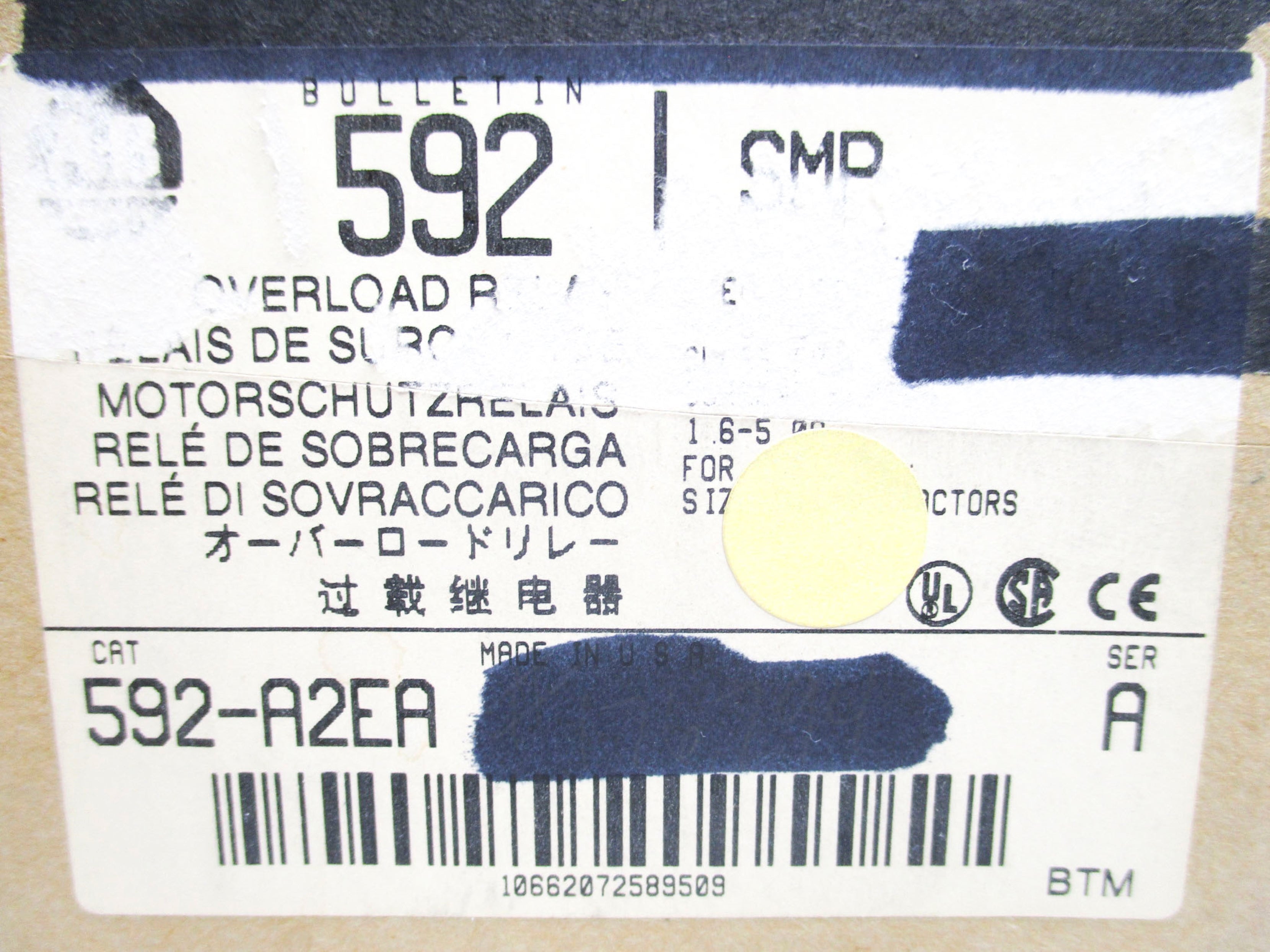 INDUSTRIAL SPARE PART 592-A2EA SER. A 600V 1.6-5.0A (BR/WH) NSMP