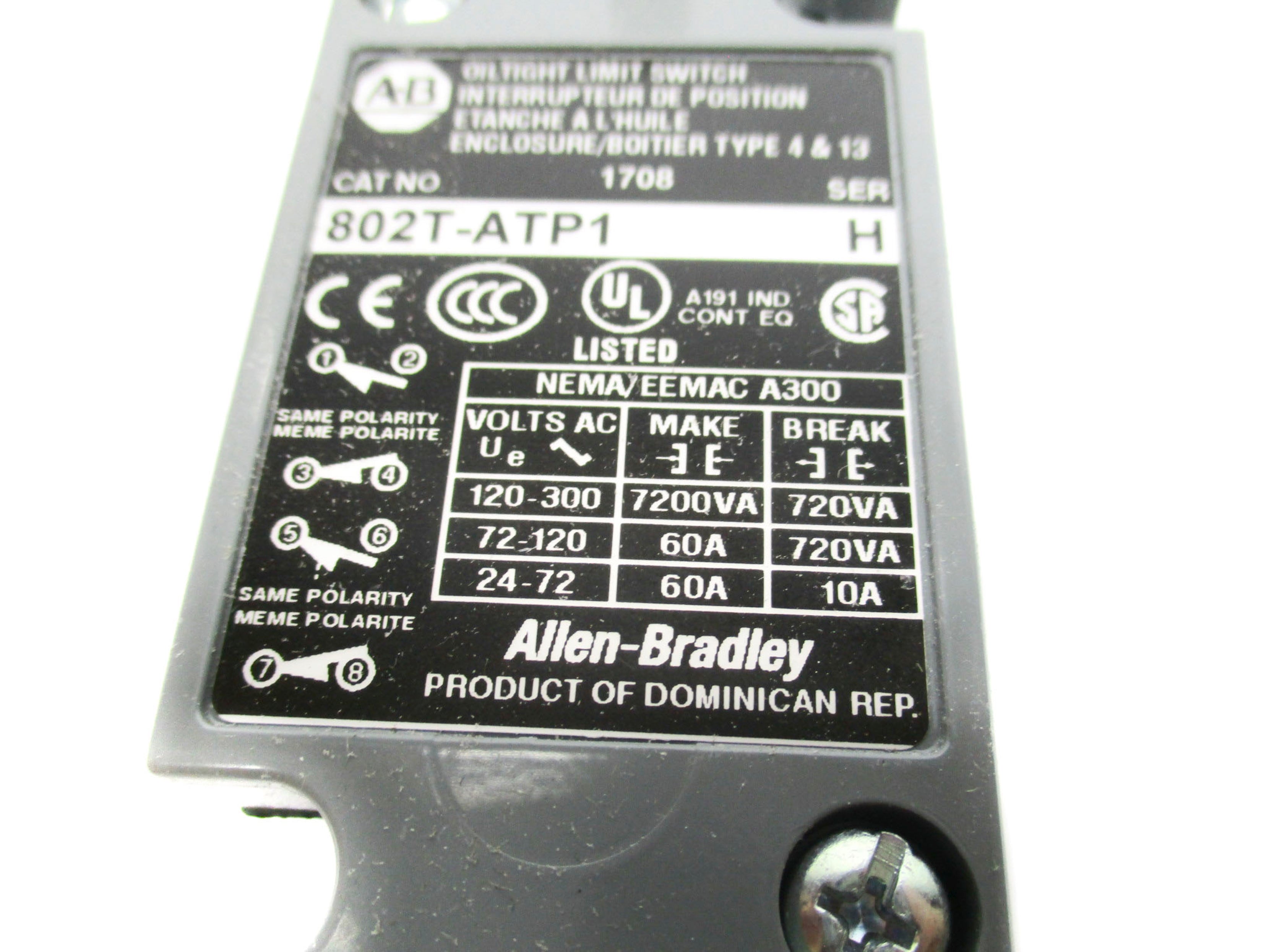 ALLEN BRADLEY 802T-ATP1 SER. H (WH) NSMP