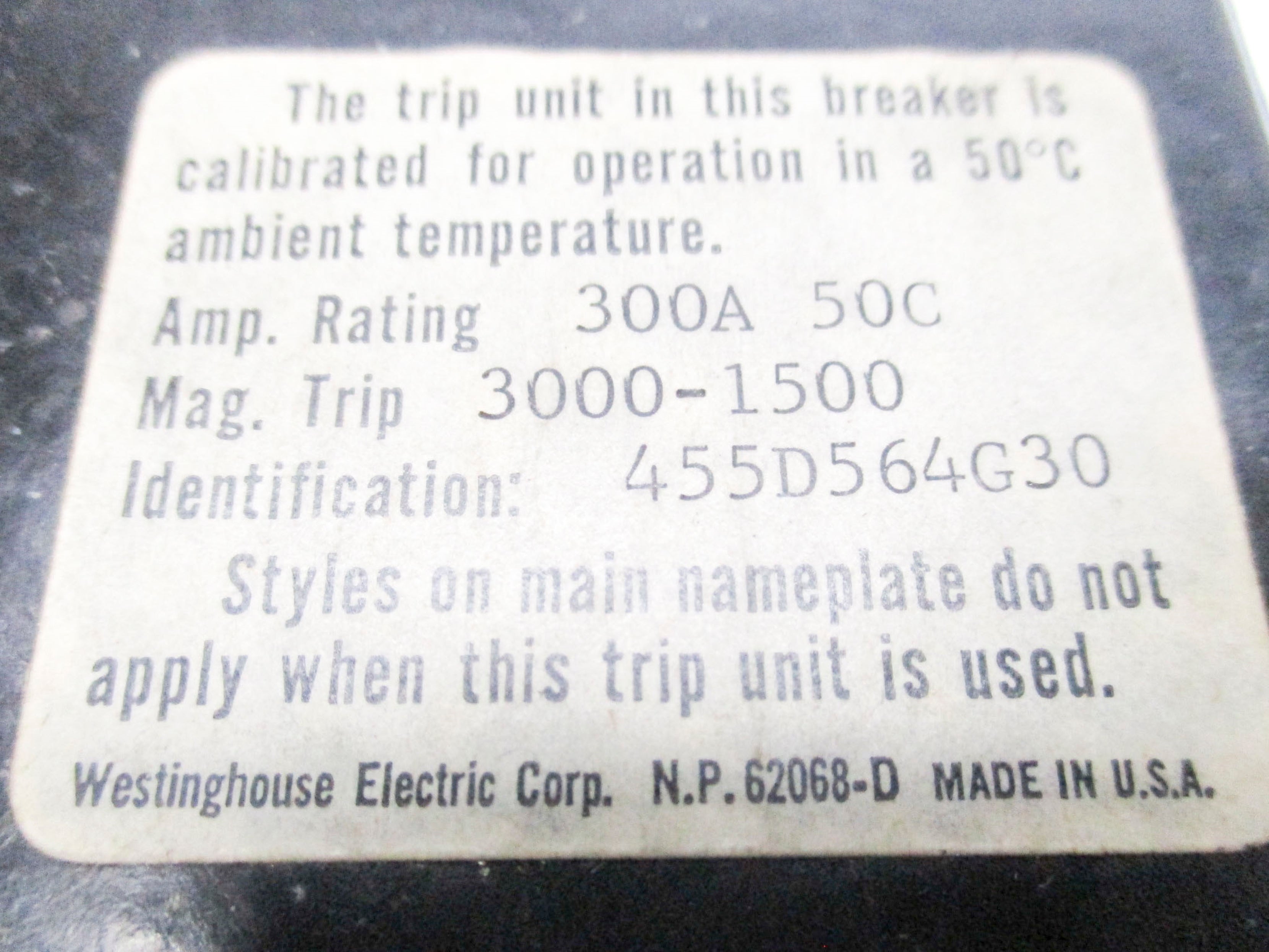 WESTINGHOUSE TA225LA 300A UNMP