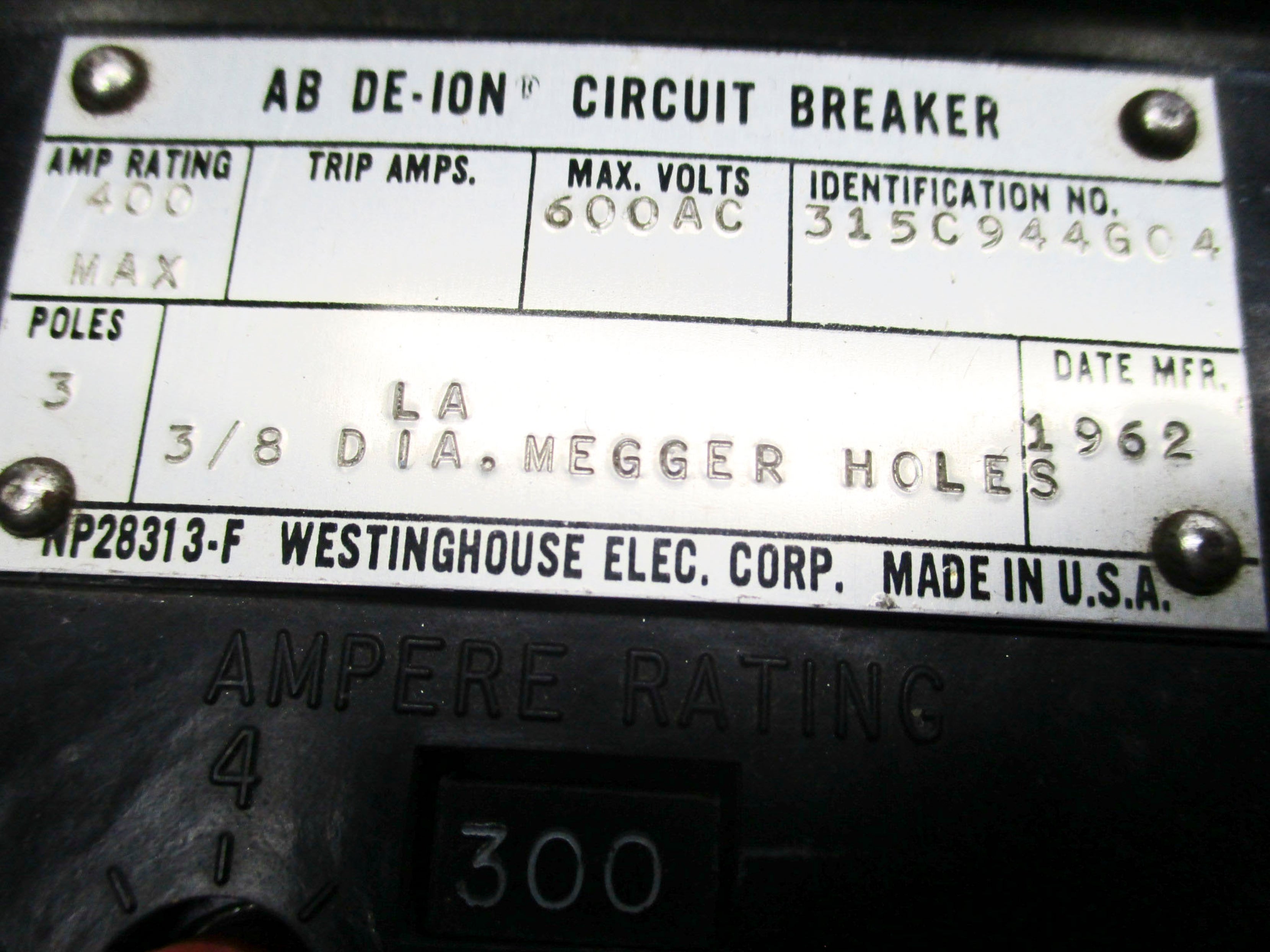 WESTINGHOUSE TA225LA 300A UNMP