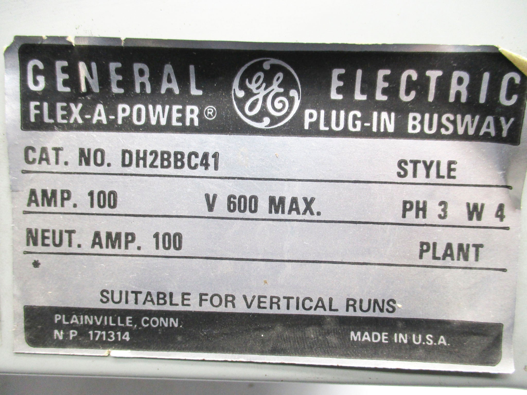 GENERAL ELECTRIC DH2BBC41 UNMP