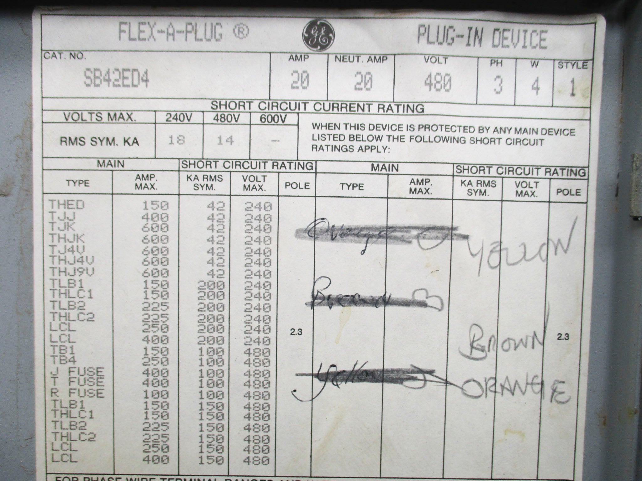GENERAL ELECTRIC SB42ED4 UNMP