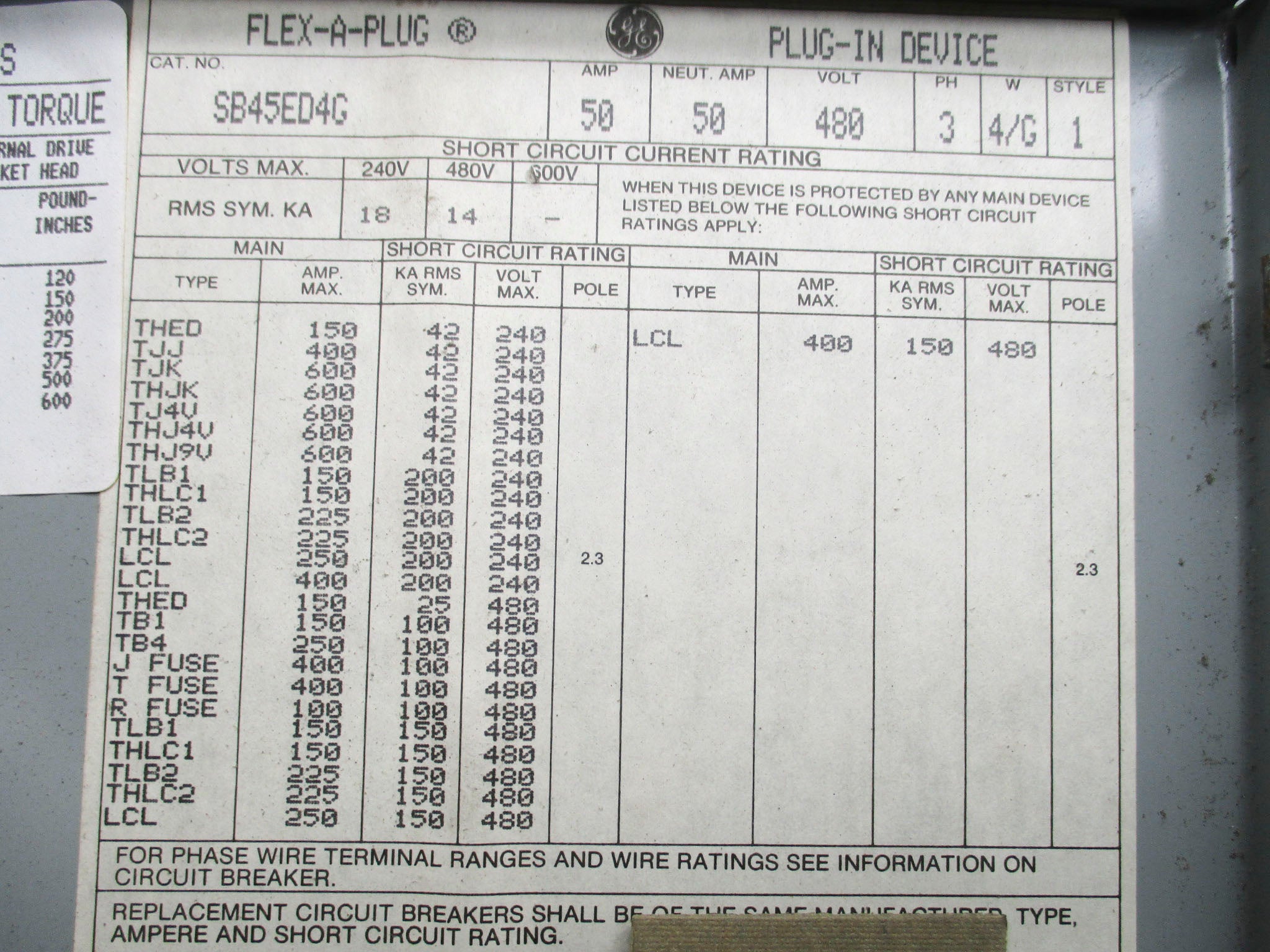 GENERAL ELECTRIC SB45ED4G ( AS IS) UNMP