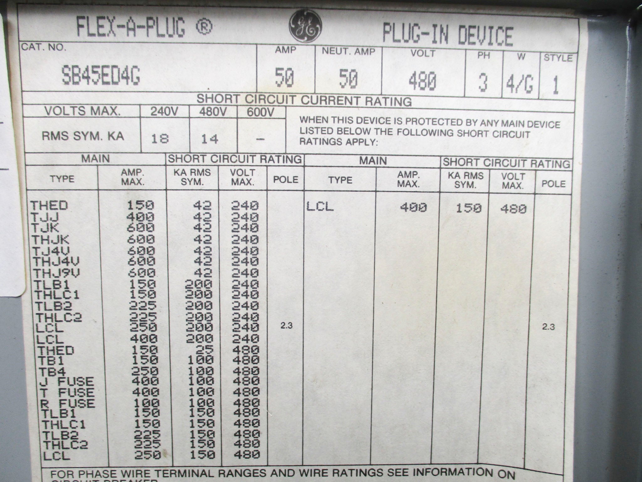 GENERAL ELECTRIC SB45ED4G (AS PICTURED) UNMP