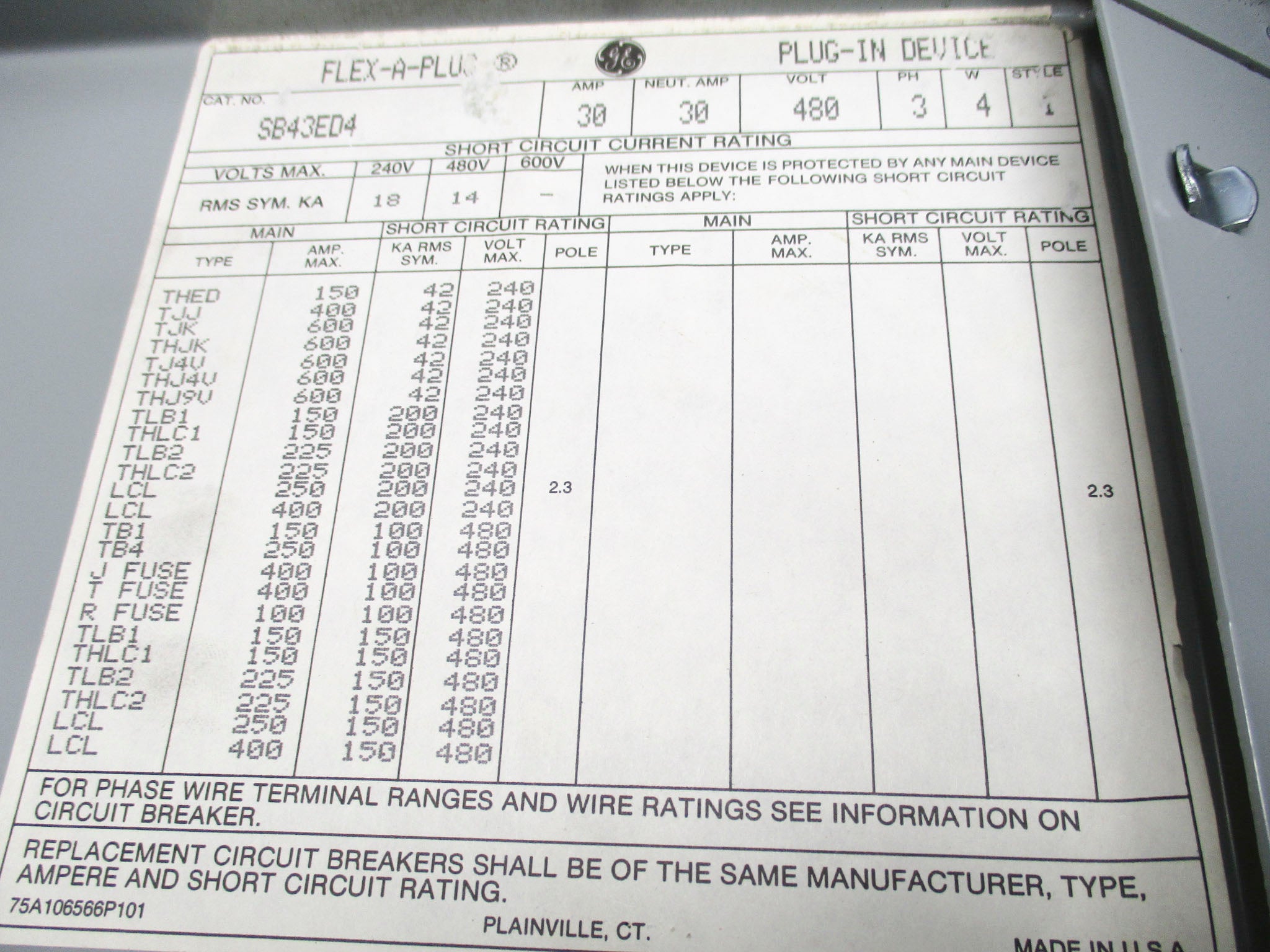 GENERAL ELECTRIC SB43ED4 (AS PITURED) UNMP