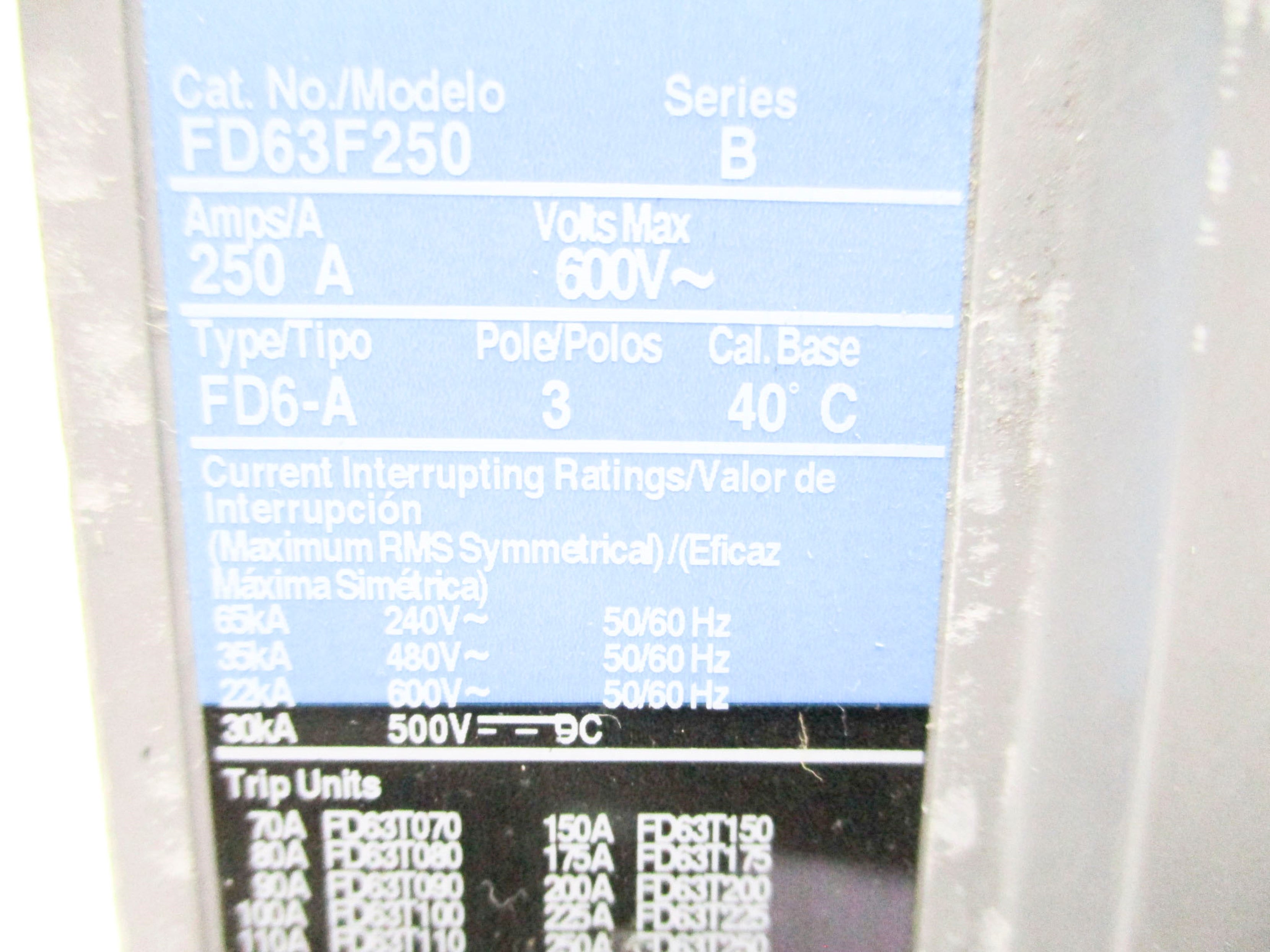 SIEMENS FD63F250 SER. B UNMP