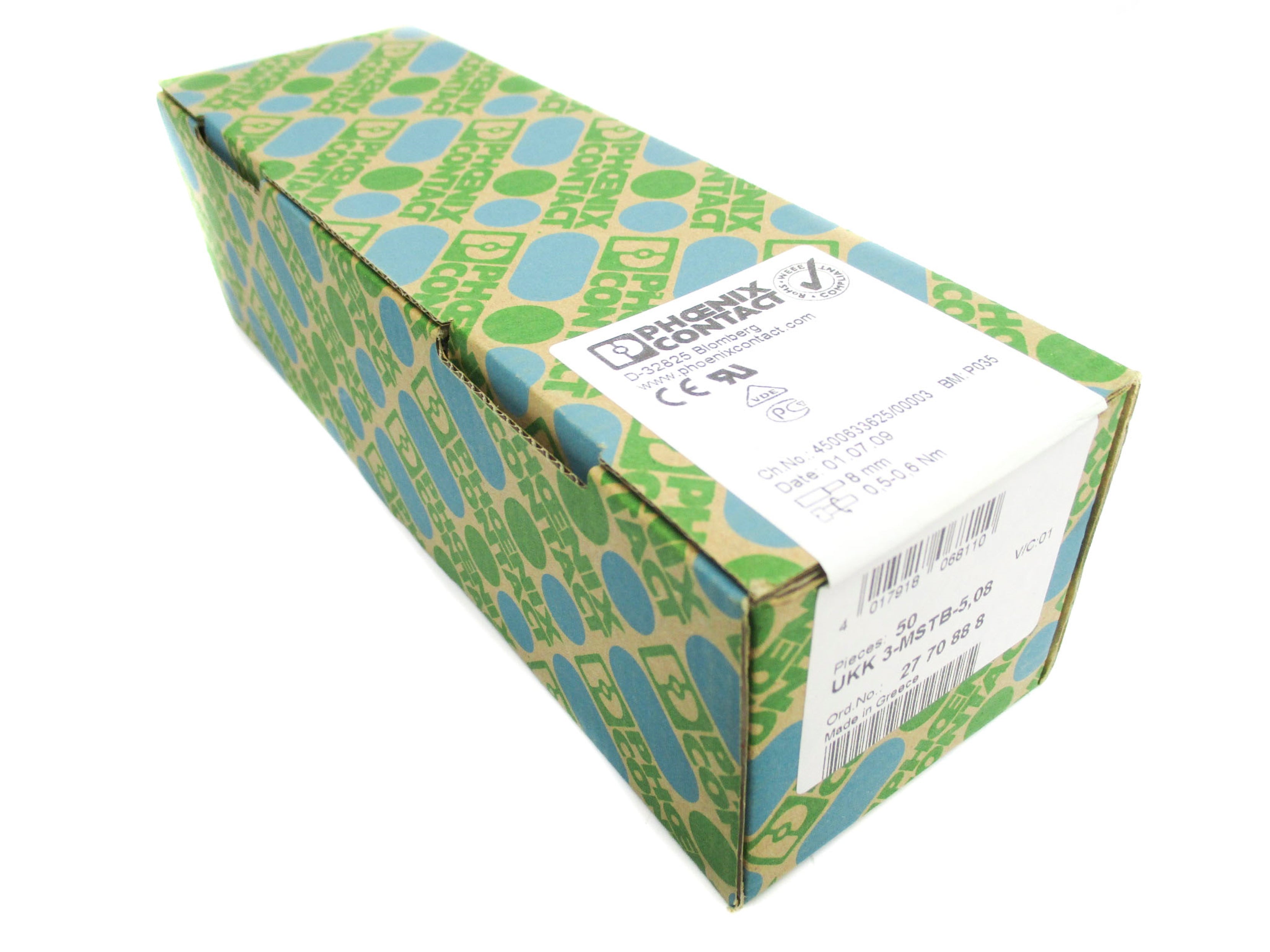 PHOENIX CONTACT UKK3-MSTB-5,08 (PKG OF 50) NSFS