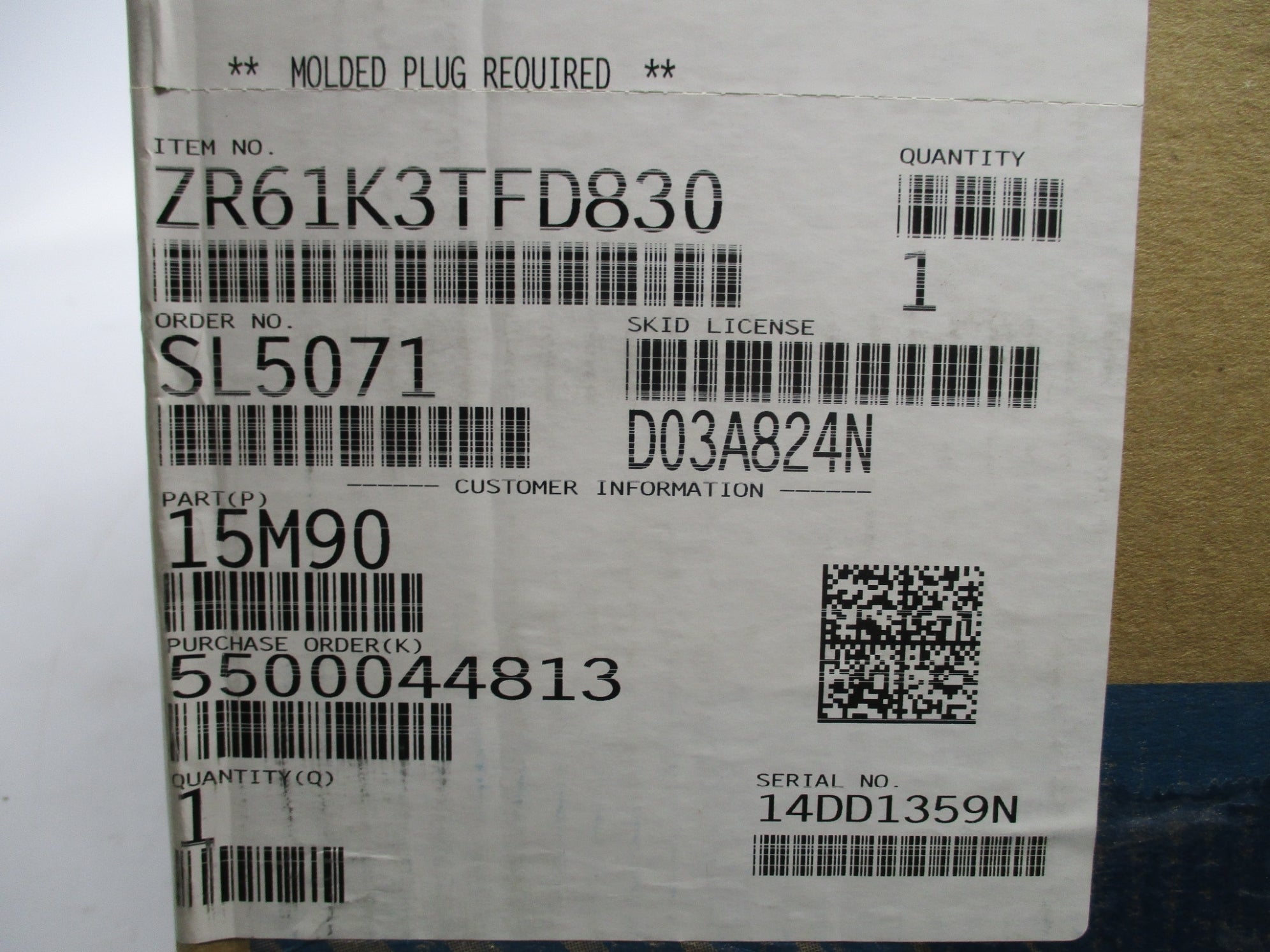 COPELAND ZR61K3TFD830 NSMP