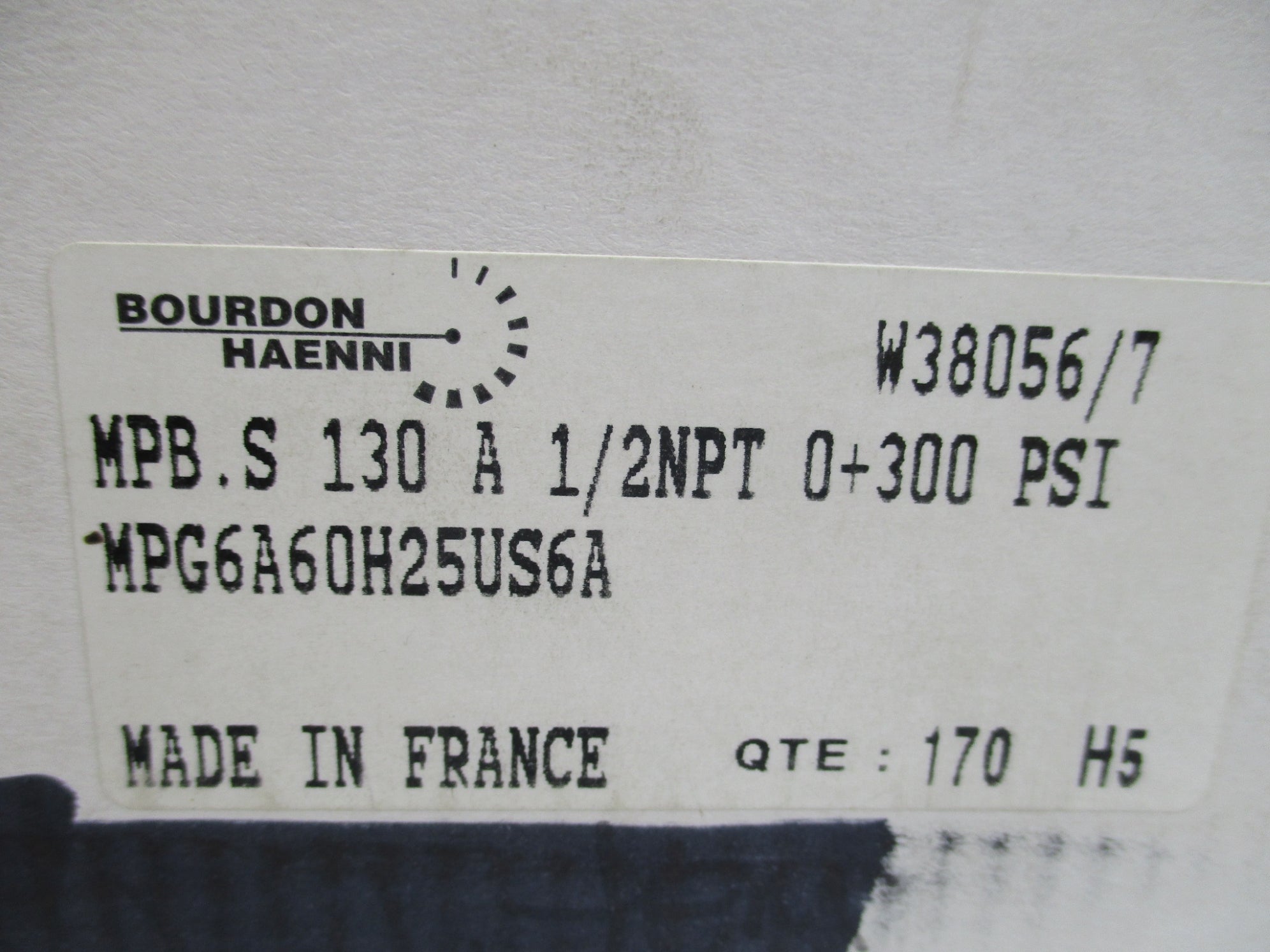 BOURDON HAENNI MPG6A60H25US6A 3000PSI NSMP