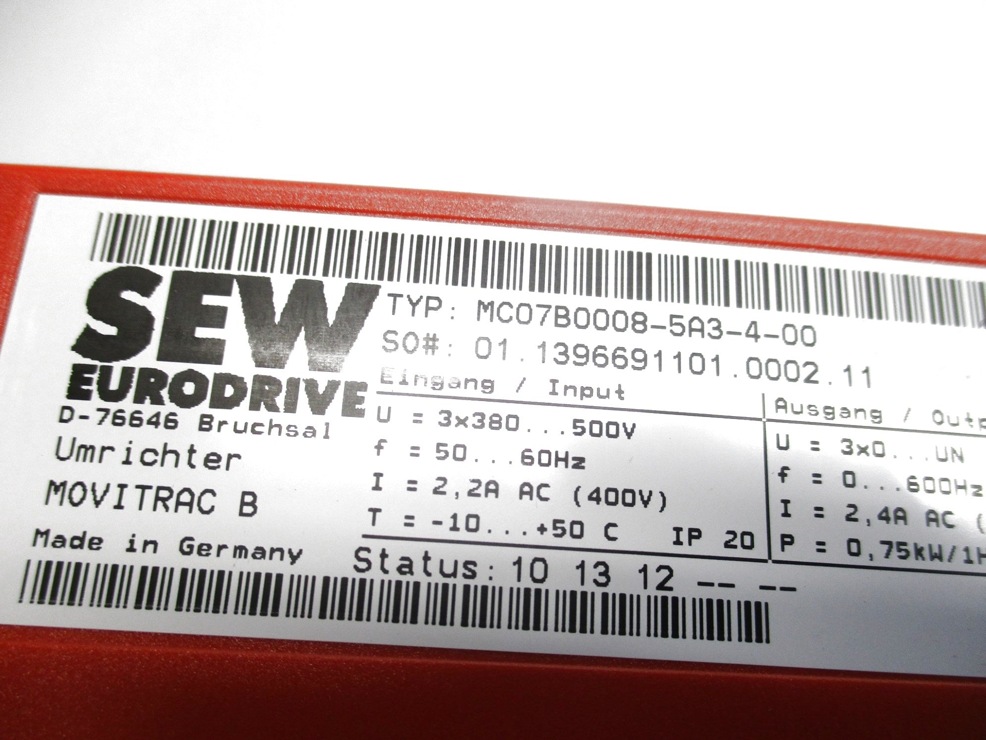 SEW EURODRIVE MC07B0008-5A3-4-00 NSNP