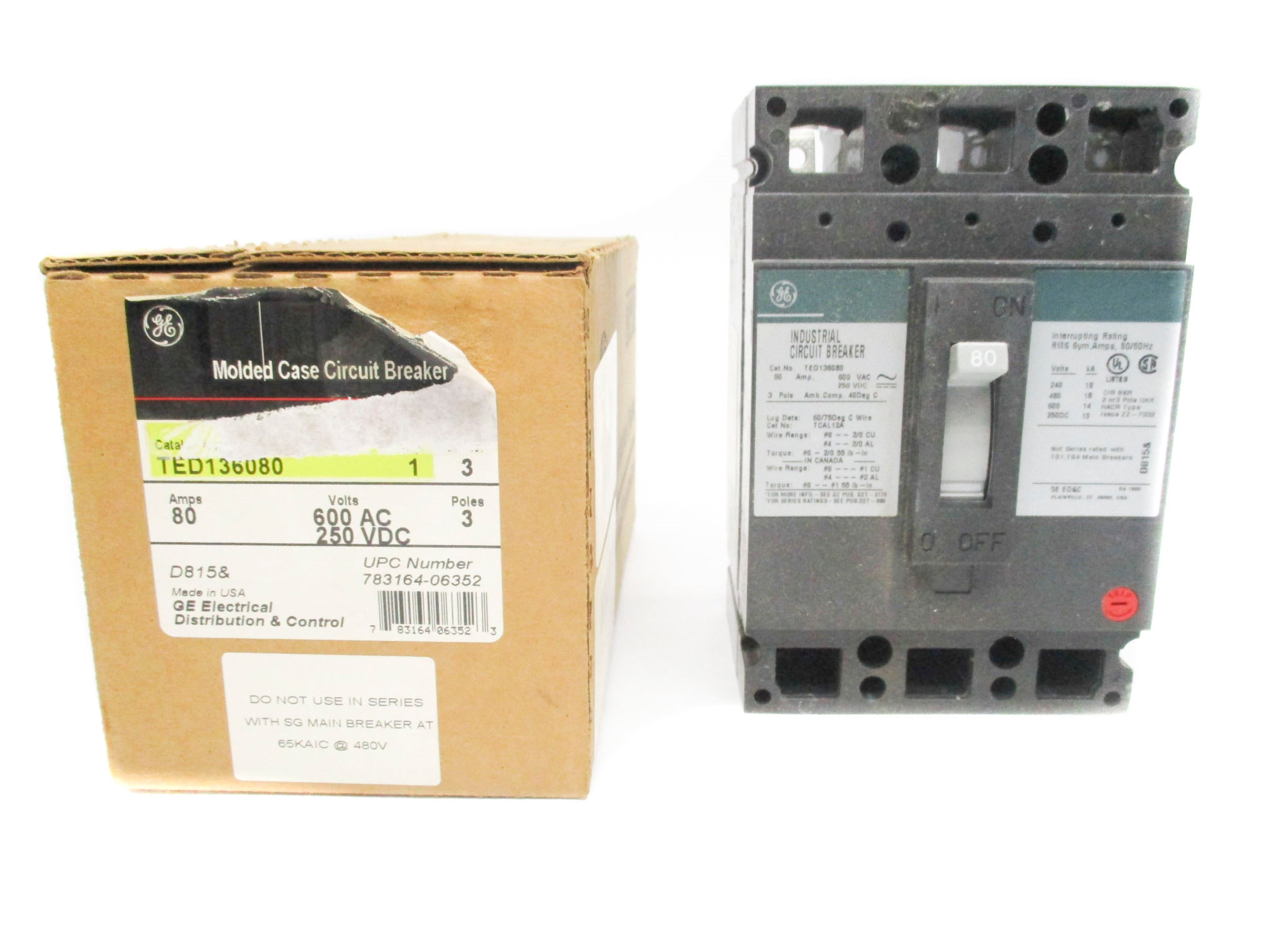 GENERAL ELECTRIC TED136080 80A 600VAC (GREEN) NSMP