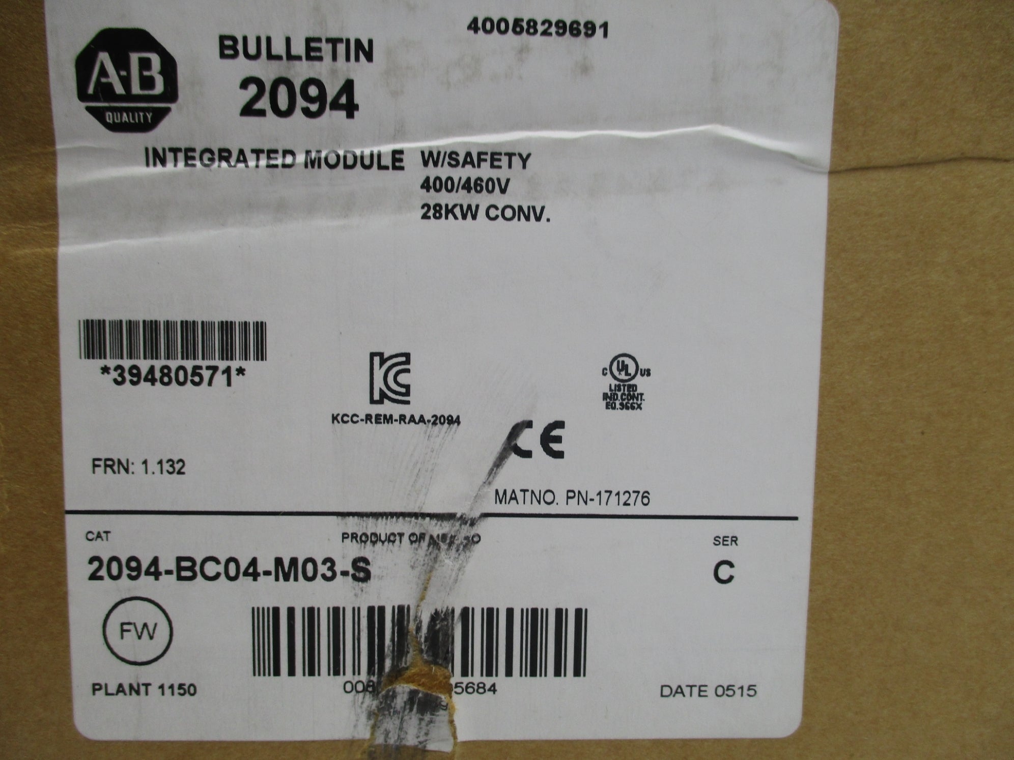 ALLEN BRADLEY 2094-BC04-M03-S SER. C F/W 1.132 NSMP