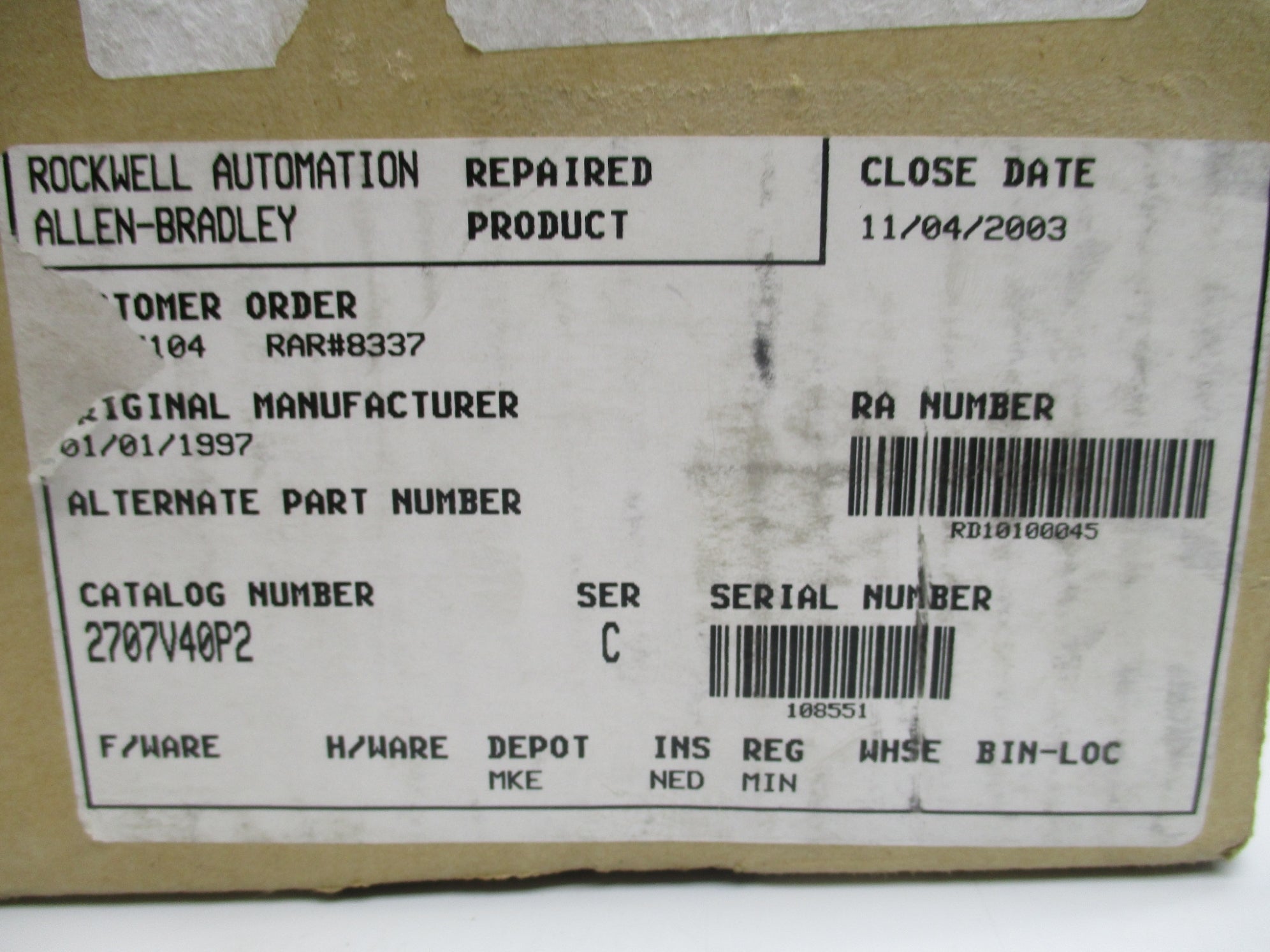 ALLEN BRADLEY 2707V40P2X SER. C REMAN